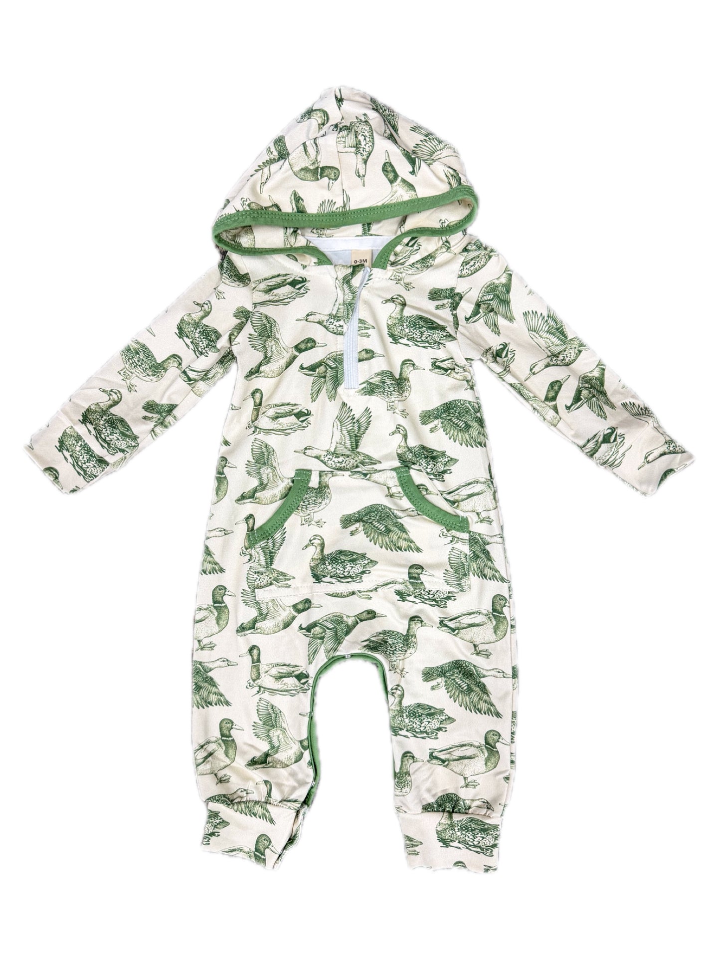 Green Mallard Hooded Romper