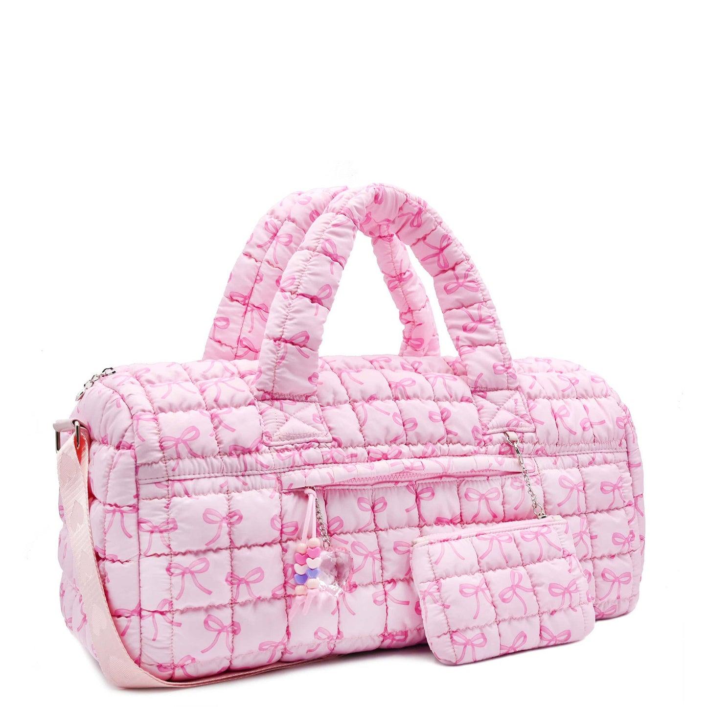 Quilted Scrunchies Bow Printed Large Duffle Bag