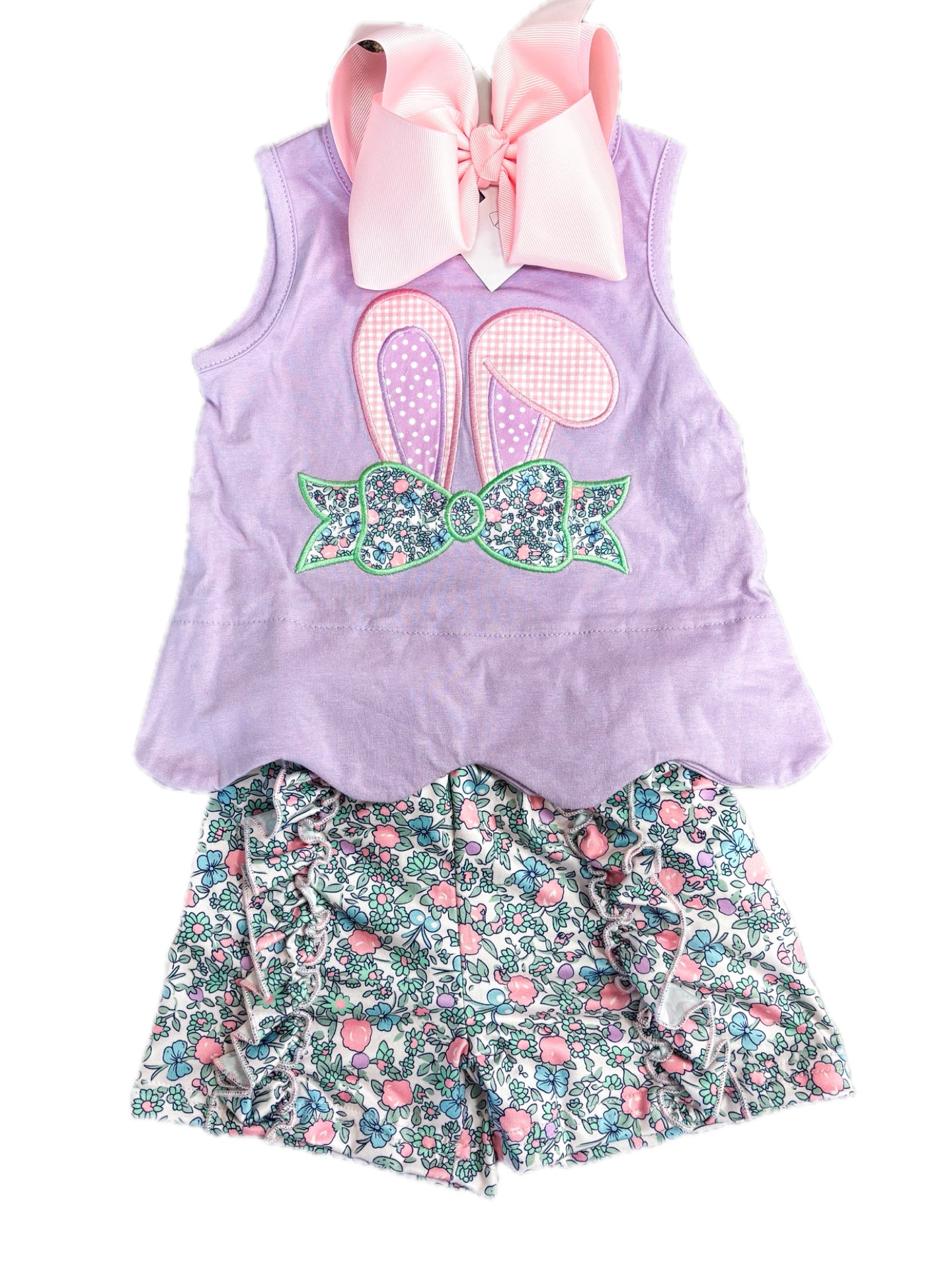 Purple Floral Bunny Short Set