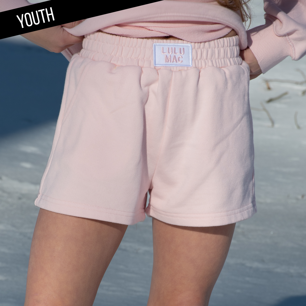 LULU MAC KID TERRY CLOTH SHORTS -LIGHT PINK