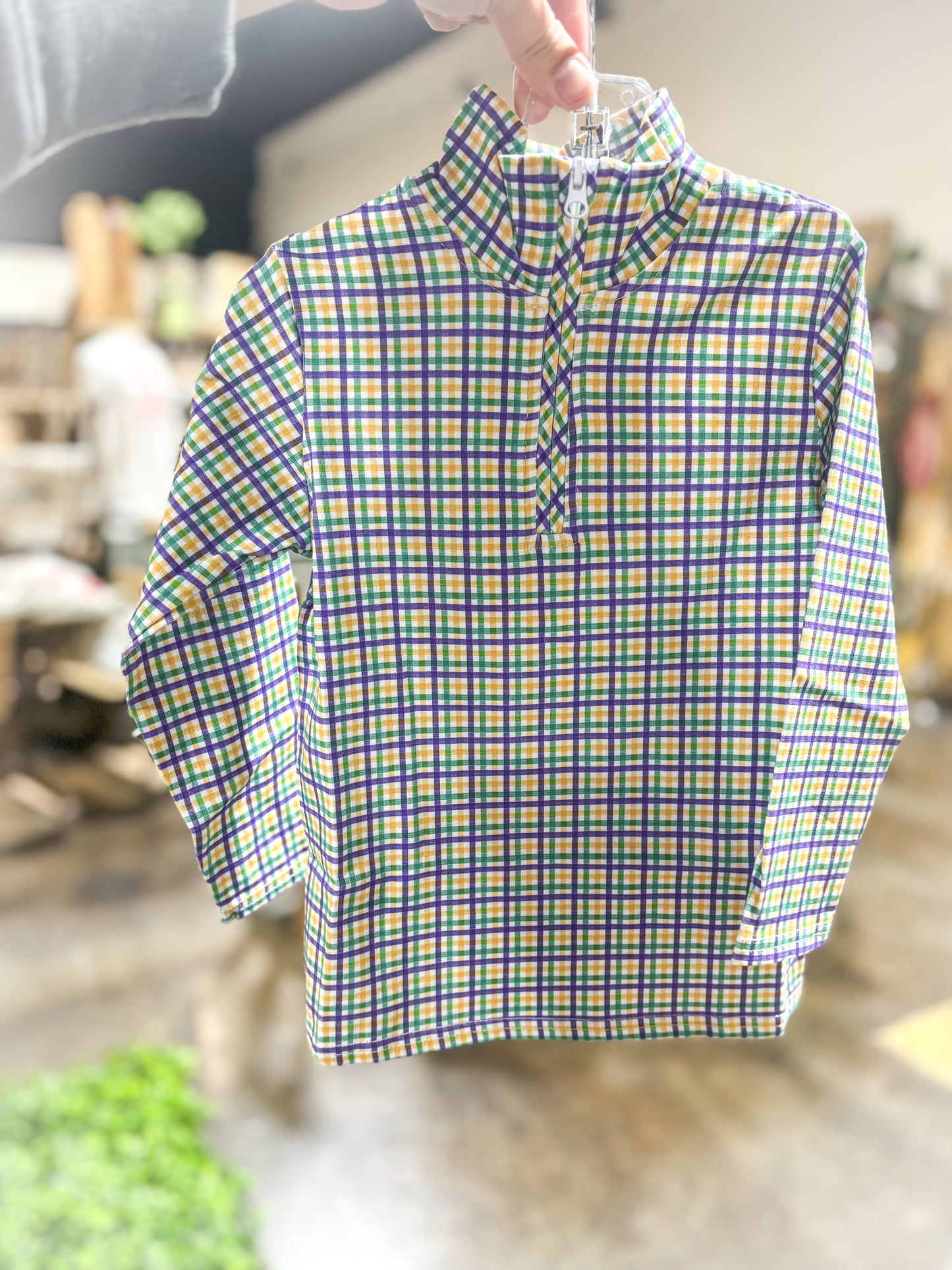 Mardi Gras Plaid Pullover