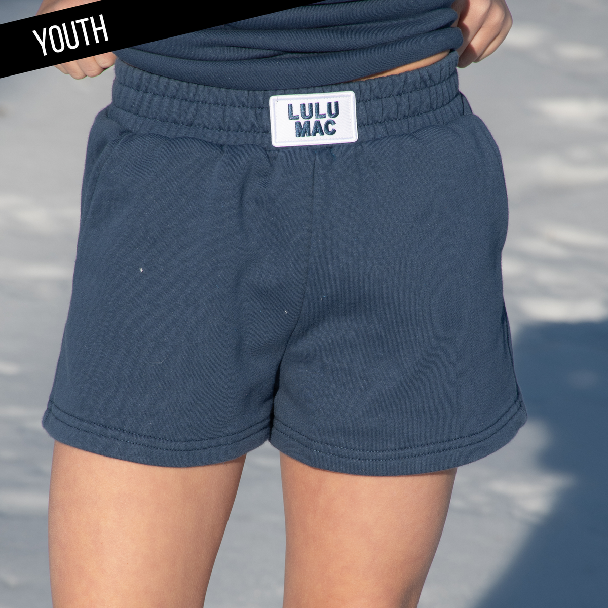 LULU MAC KID TERRY CLOTH SHORTS -NAVY