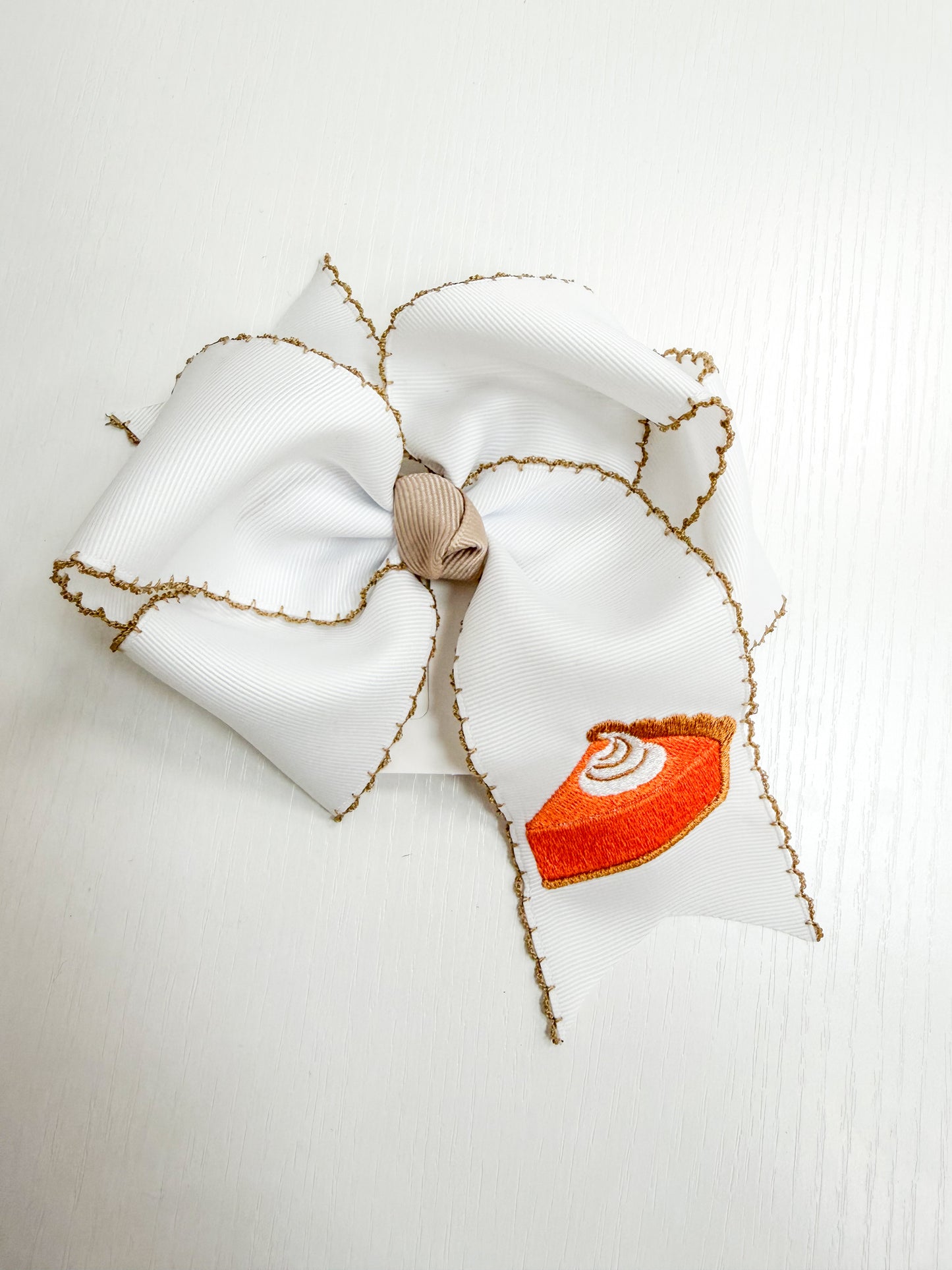 Brown Moonstitch Pumpkin Pie Bow