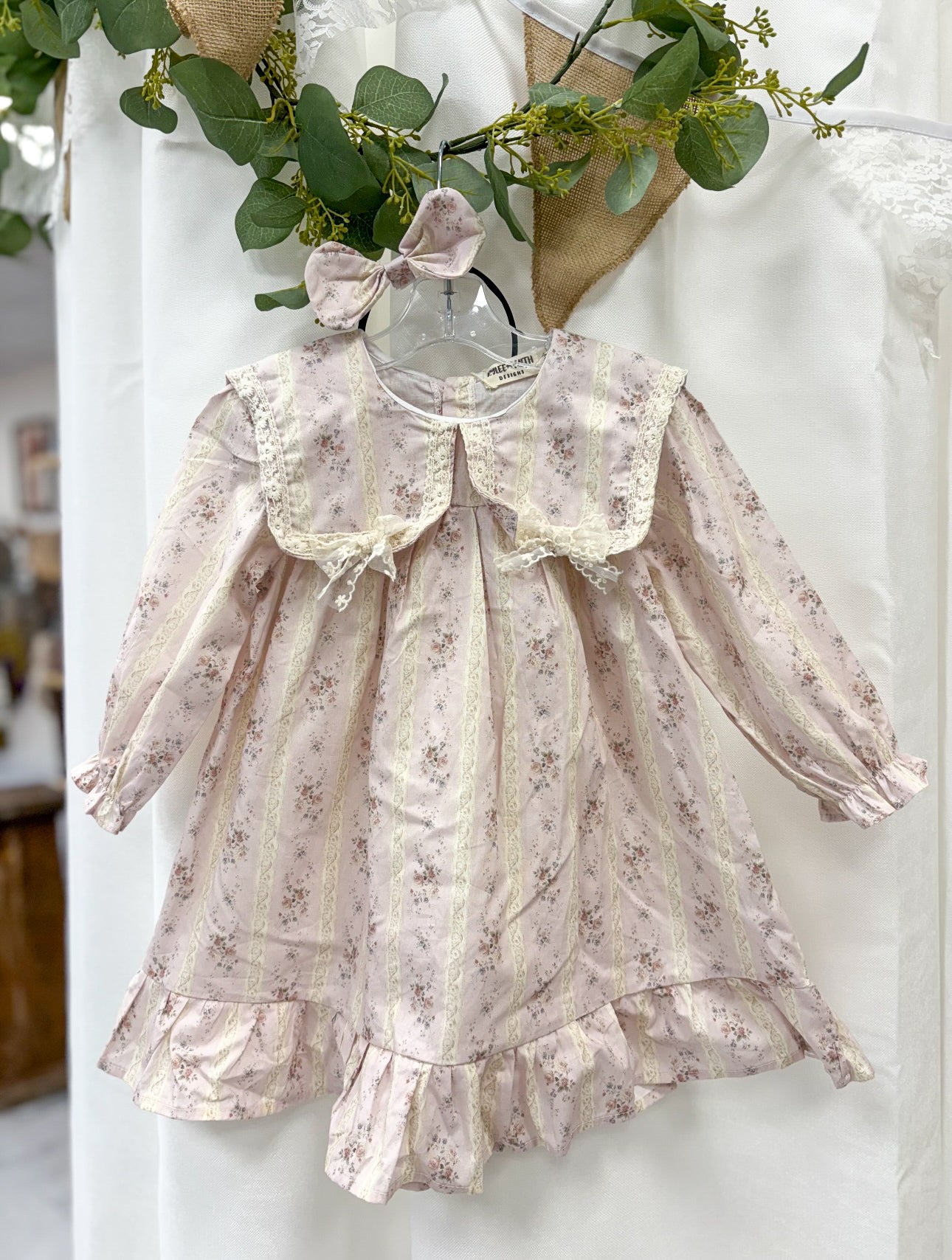 Sweet Ruffled Long-Sleeved Romper and Dress Matching Headband