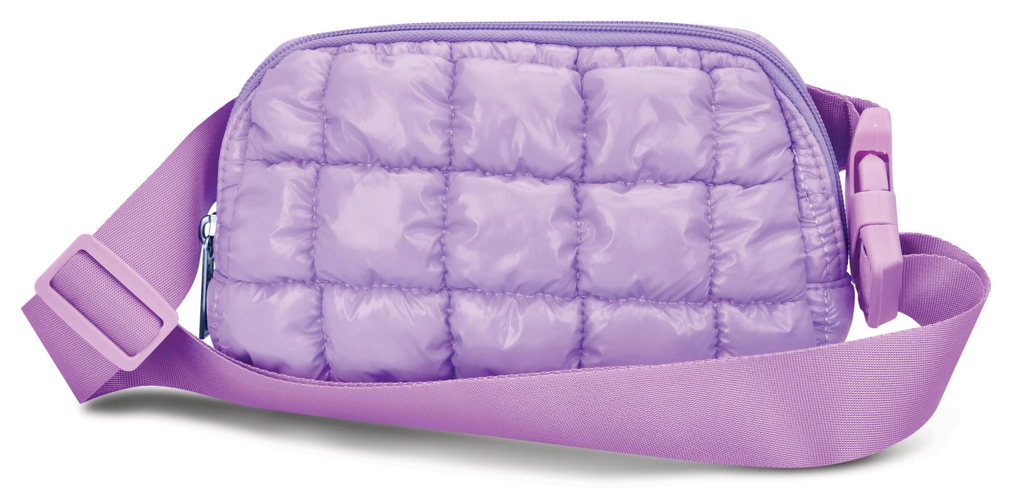 Lavender Shiny Puffer Belt Bag