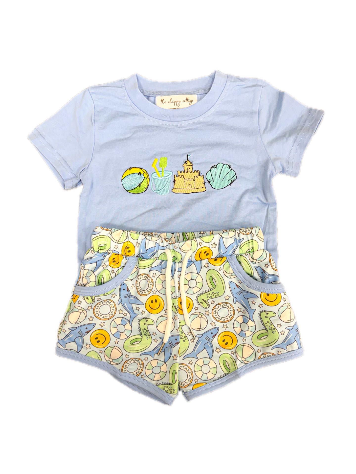 Blue Beach Day Short Set