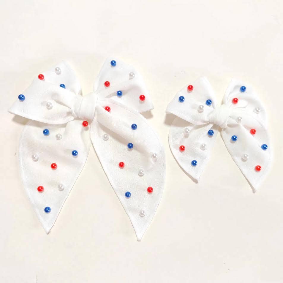 Beaded Hair Bow - Bomb Pop