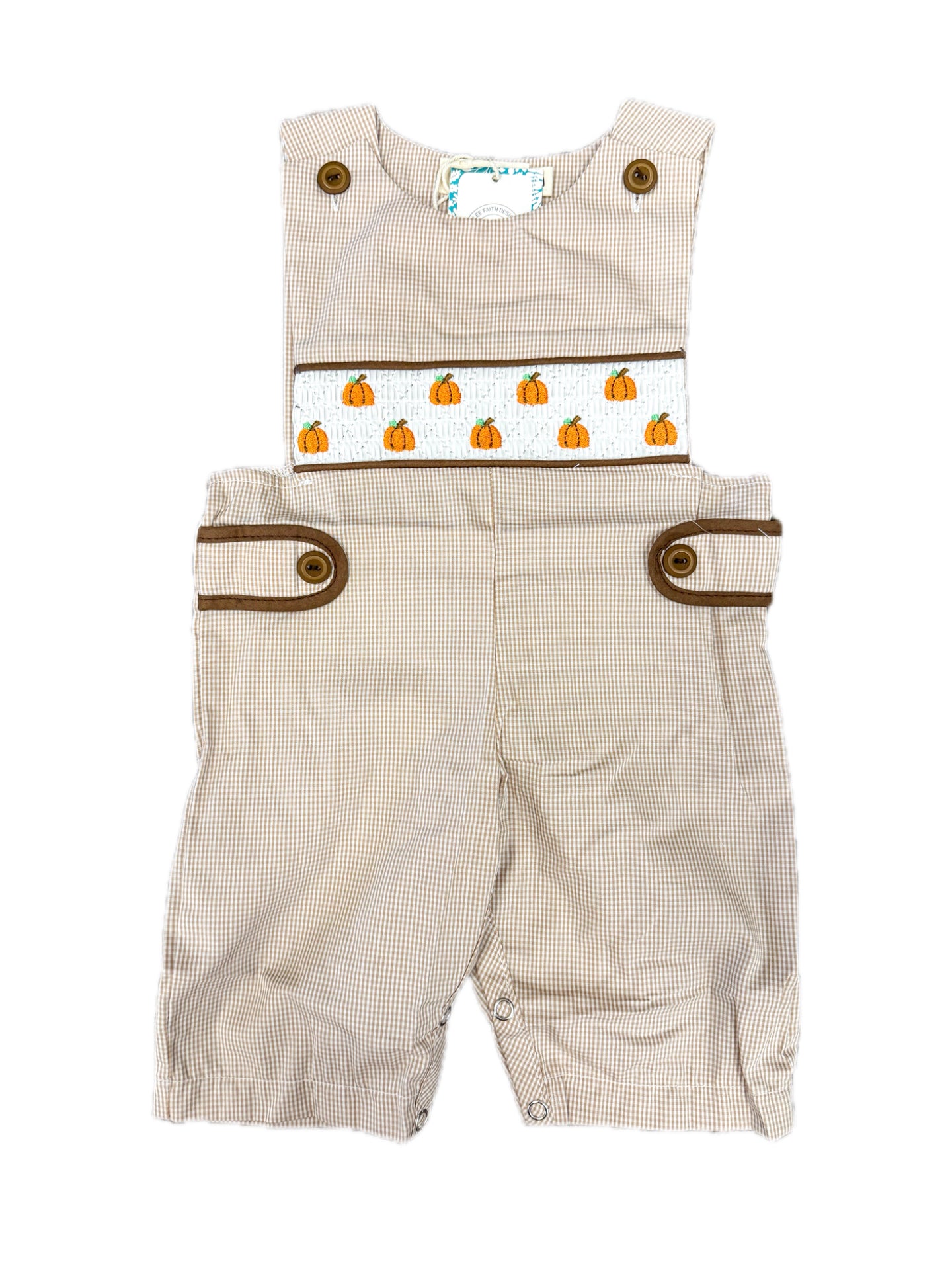 Brown Gingham Pumpkin Smocked Jon Jon