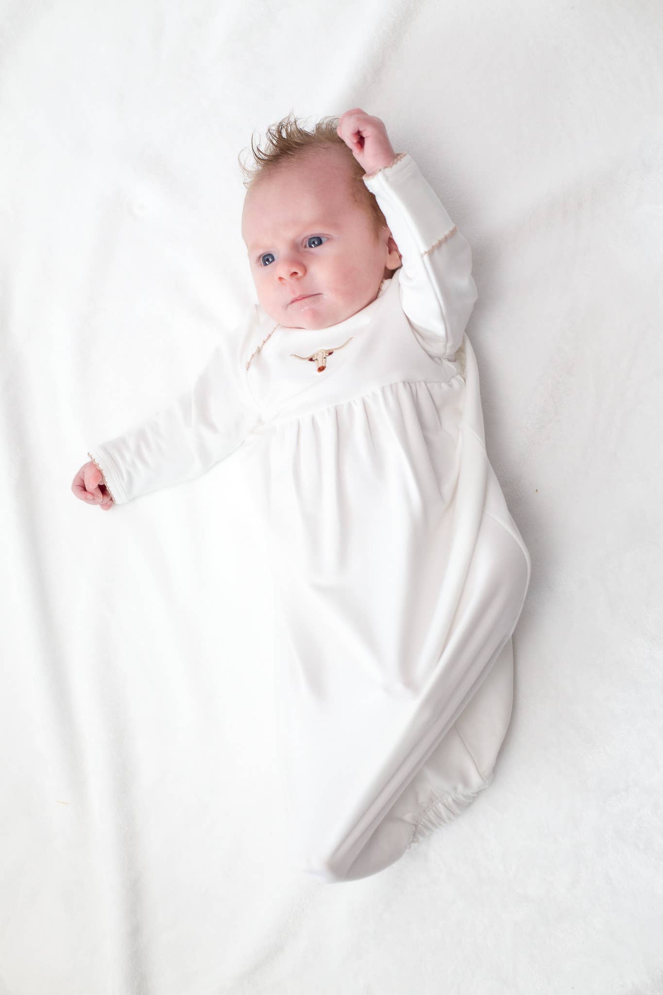 Pip Embroidered Gown - Longhorn Cow