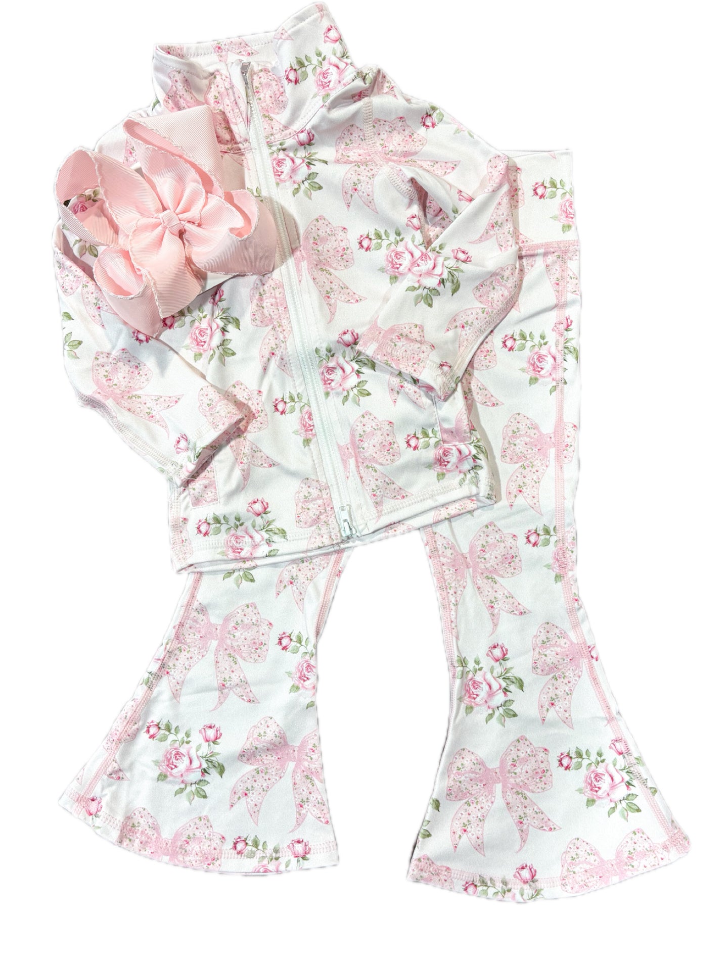 Pink Floral Bow Active Set