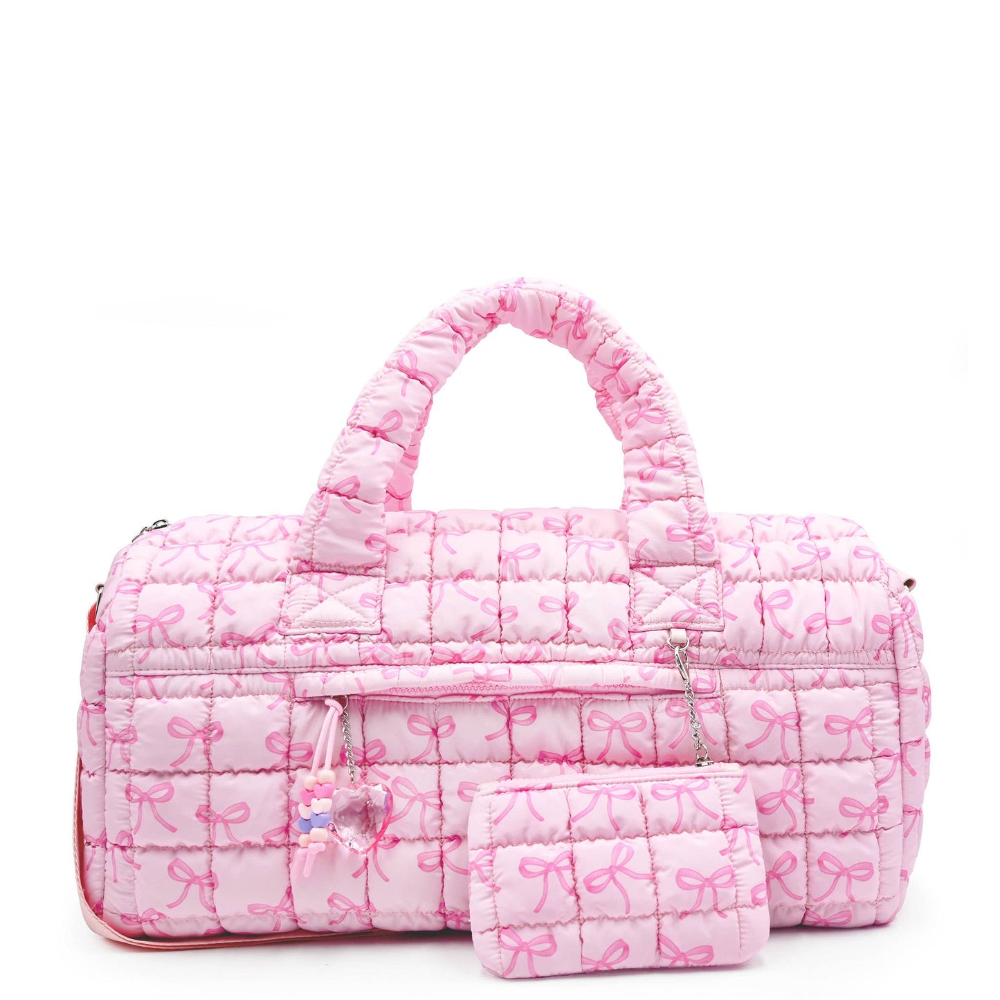 Quilted Scrunchies Bow Printed Large Duffle Bag