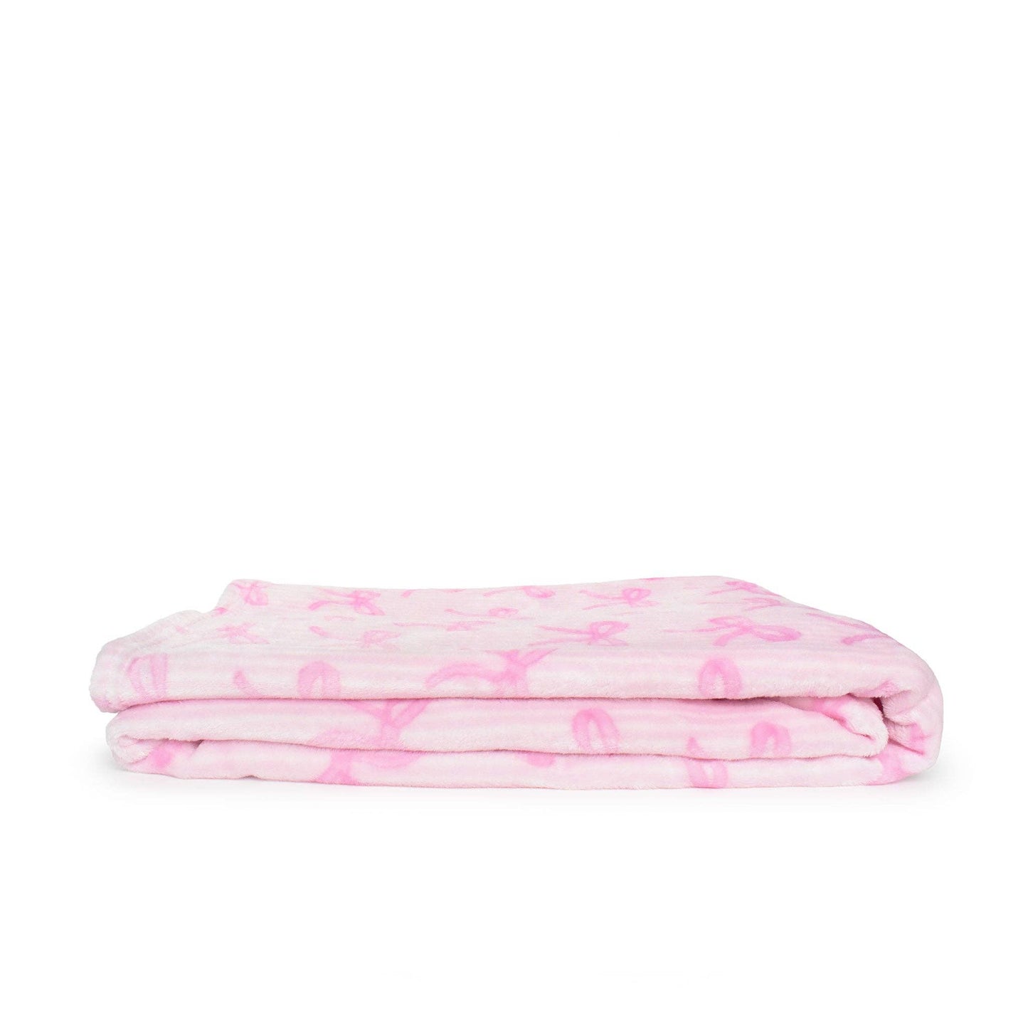 Fleece Striped Bow Printed Cozy Blanket