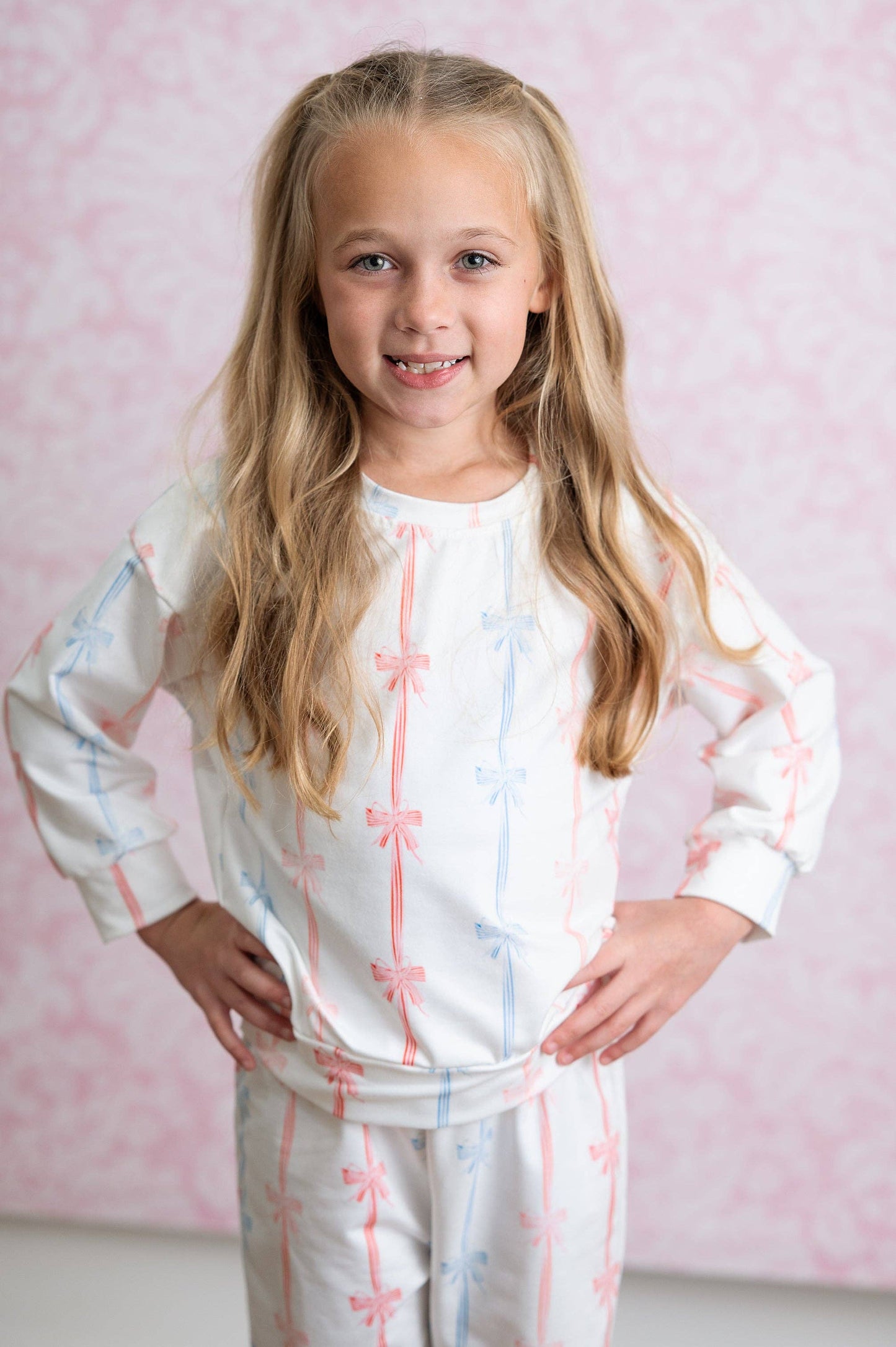 Girls Coquette Ribbon Bow Two Piece Lounge Set