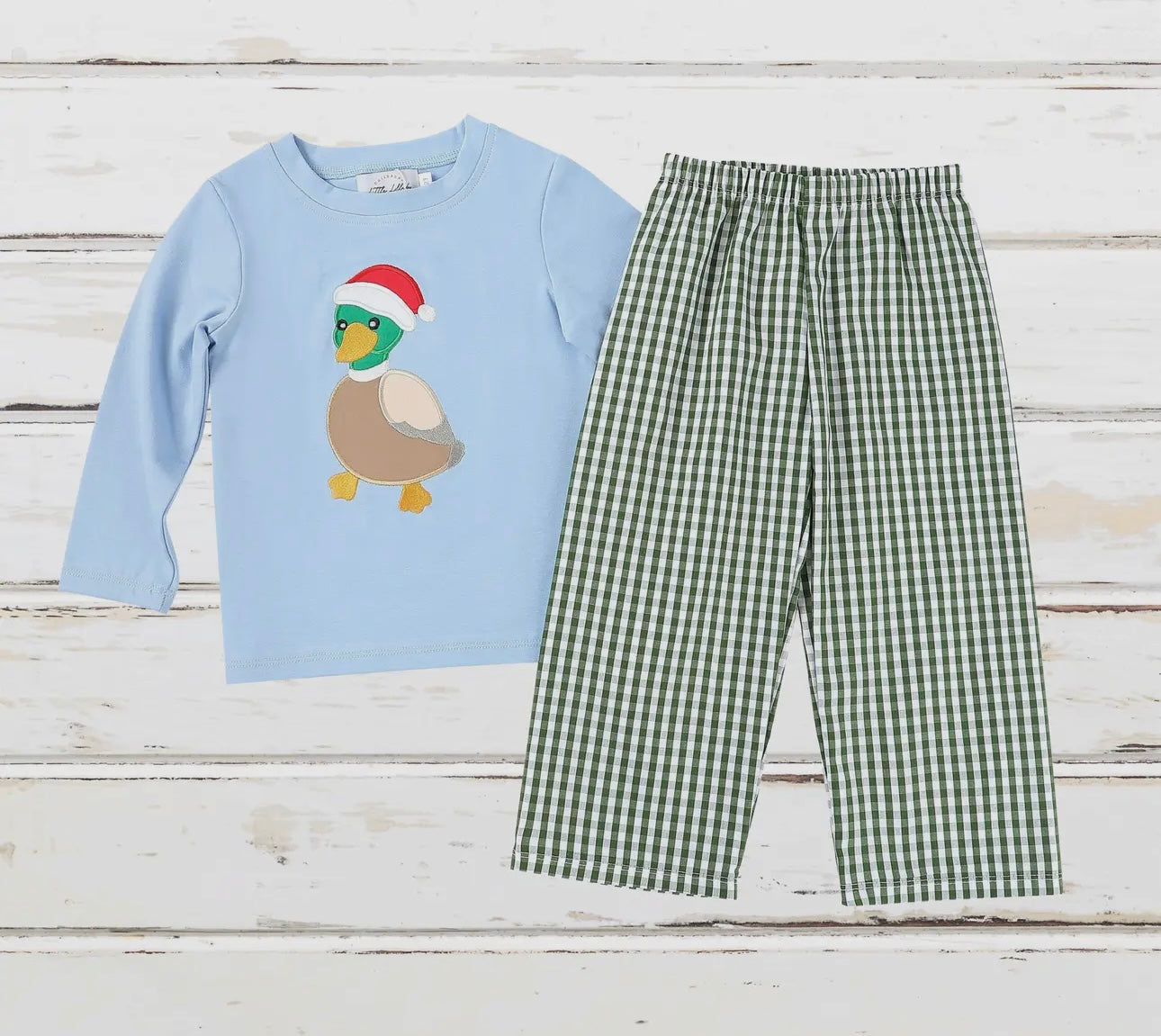 Boys Mallard Duck with Santa Hat Pants Set