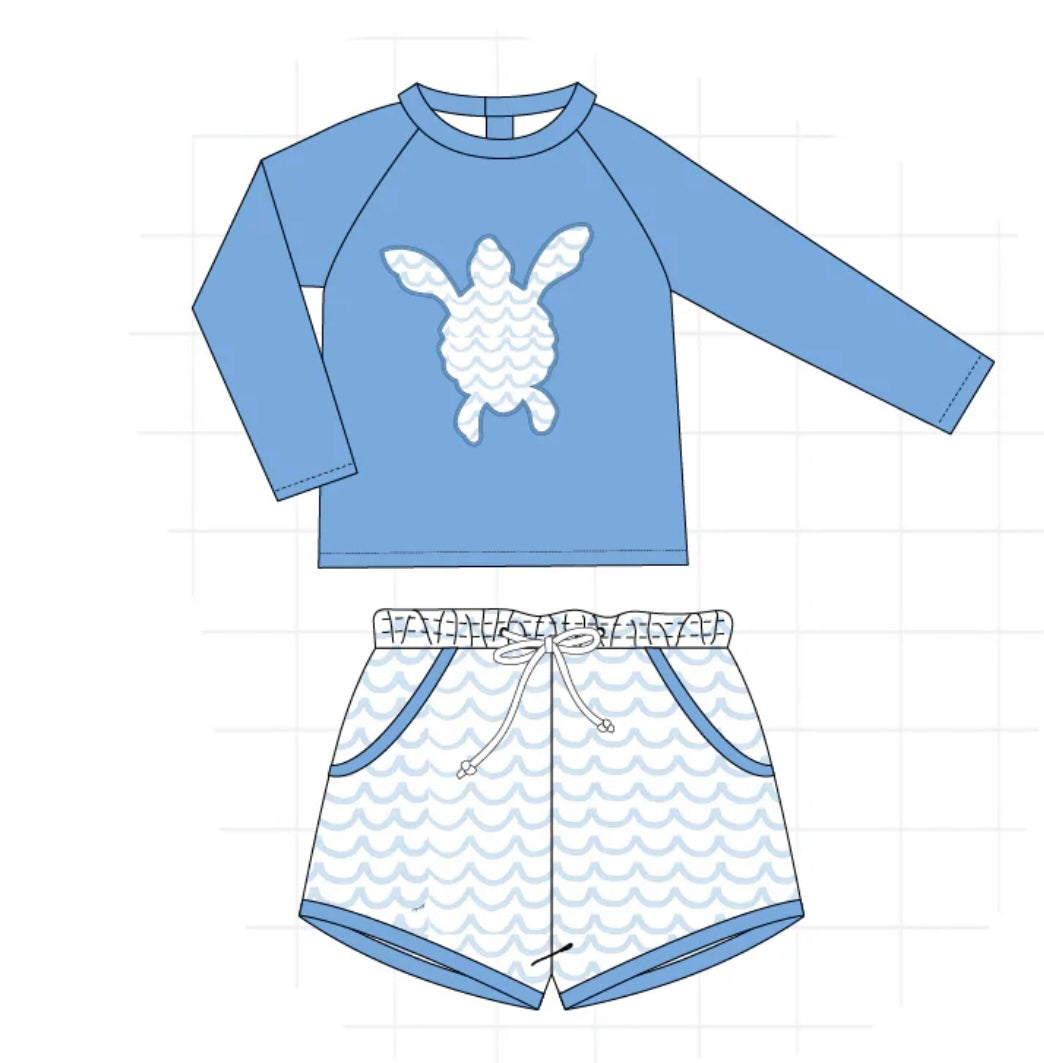 Blue Sea Turtle Swim Short Set PRE•ORDER