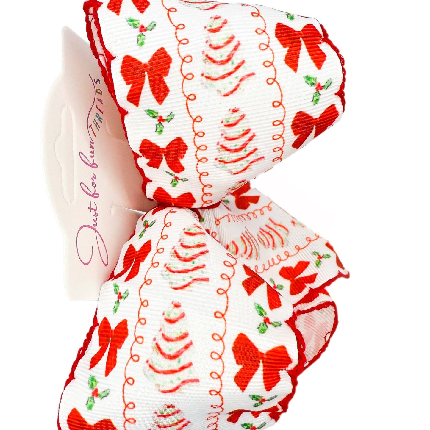 Christmas Cake Moonstitch Hair Bow