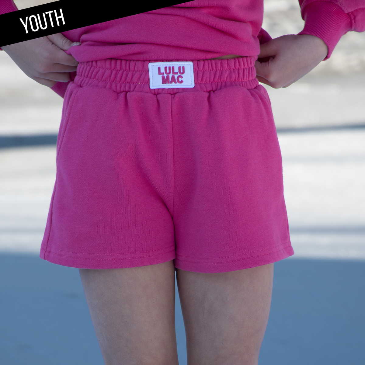 LULU MAC KID TERRY CLOTH SHORTS -HOT PINK