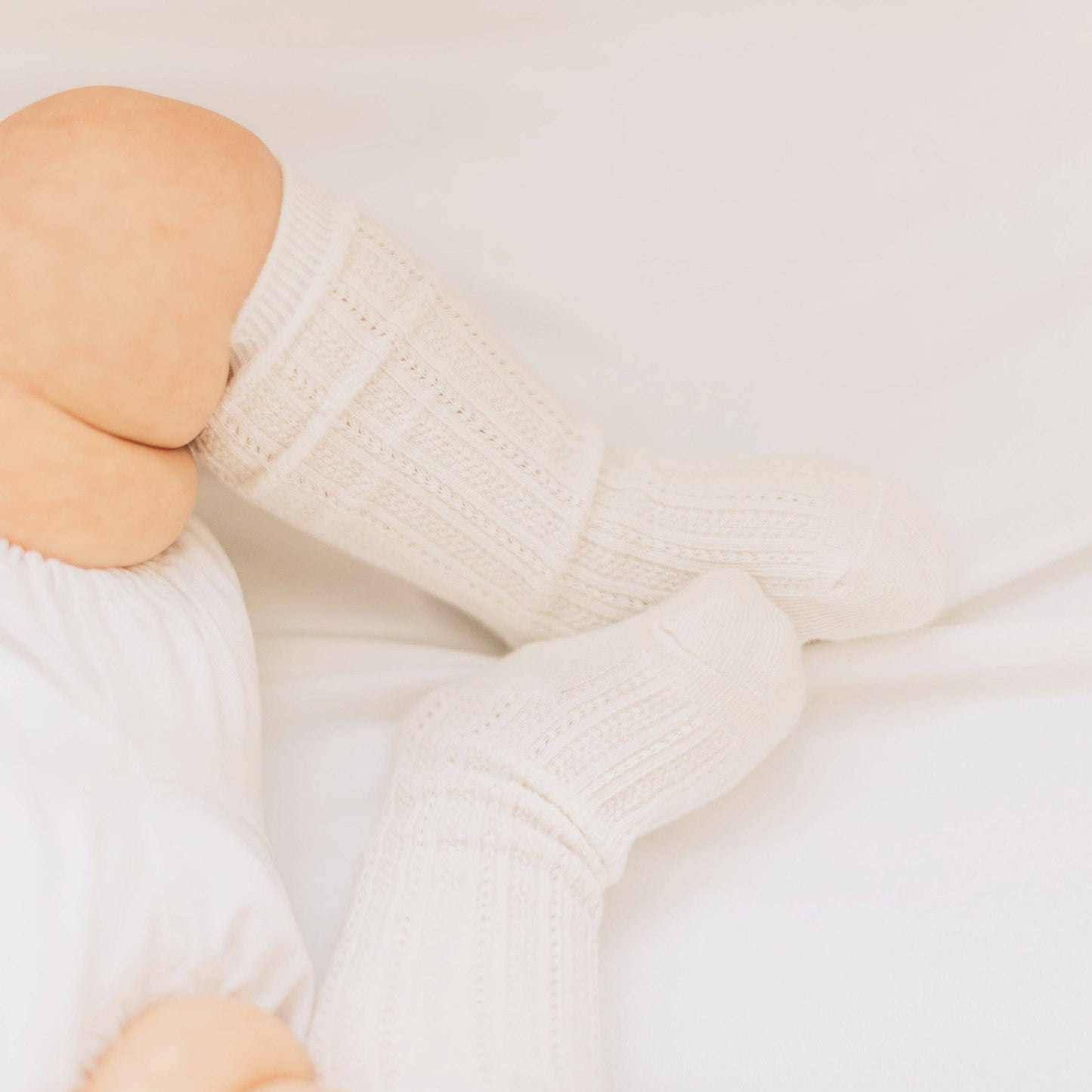 Baby Boy White Cotton Knee High Socks