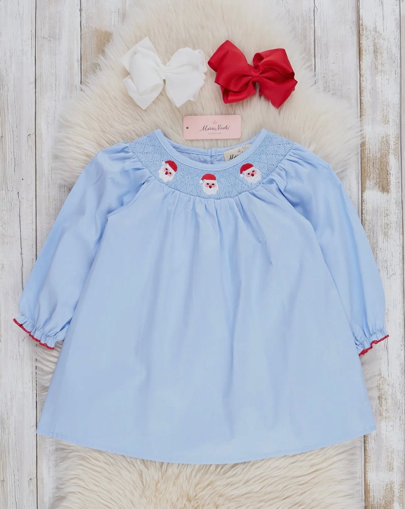 Baby Blue Santa Smock Dress