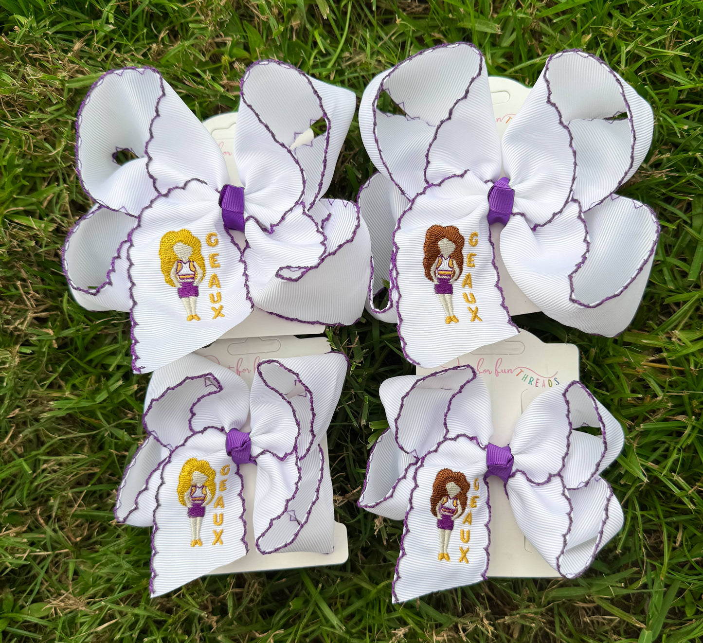 GEAUX Game Day Girl Embroidered Bow