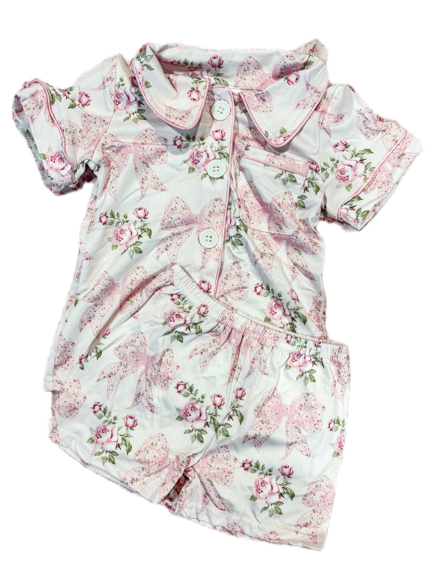 Pink Floral Bow Pjs