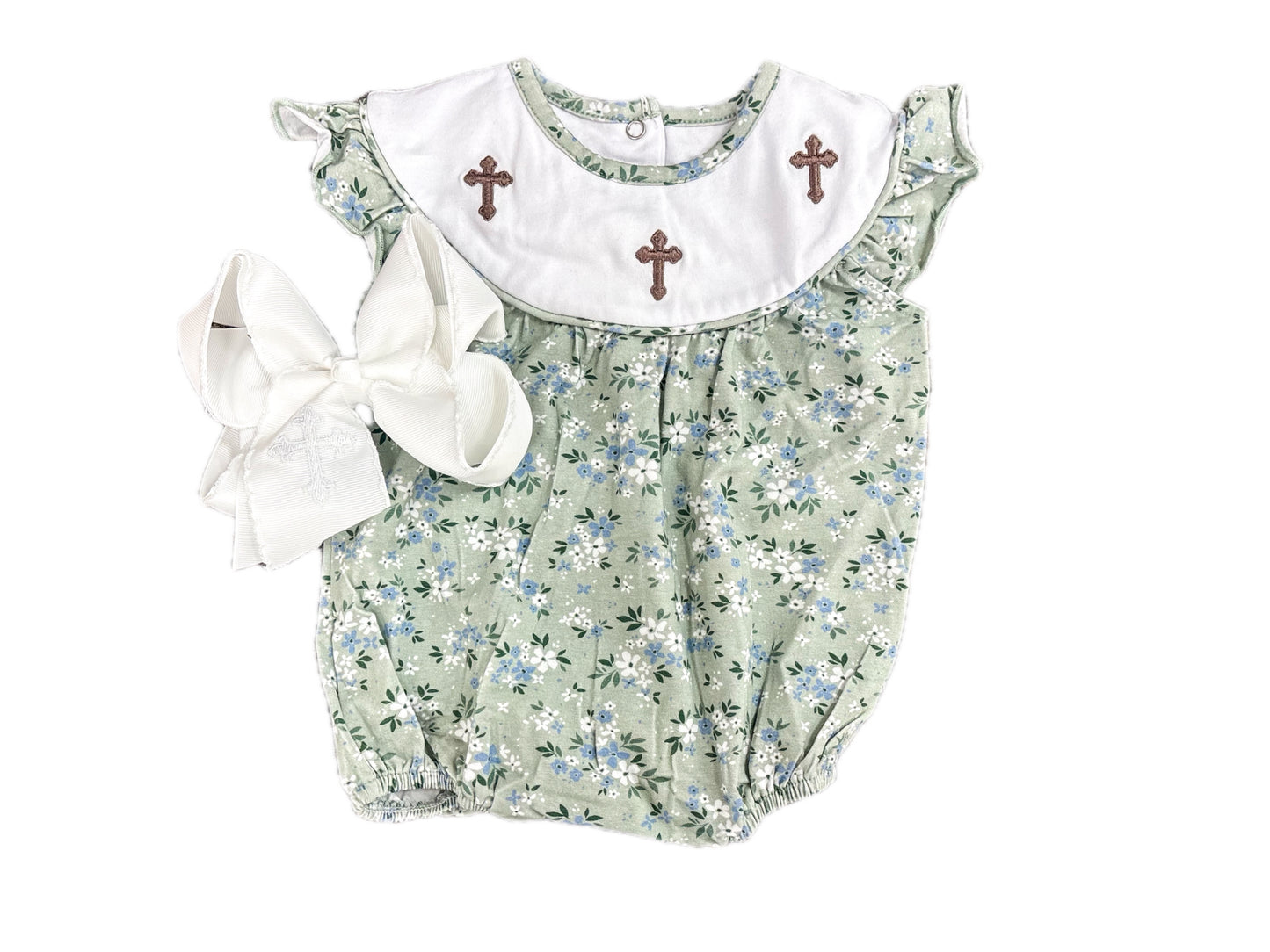 Sage Floral Cross Bubble