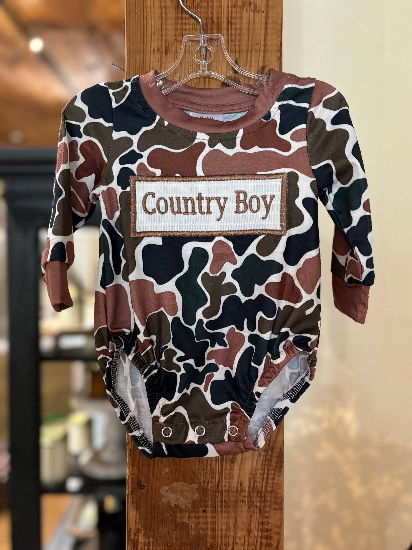 Country Boy Throwback Smocked Bubble