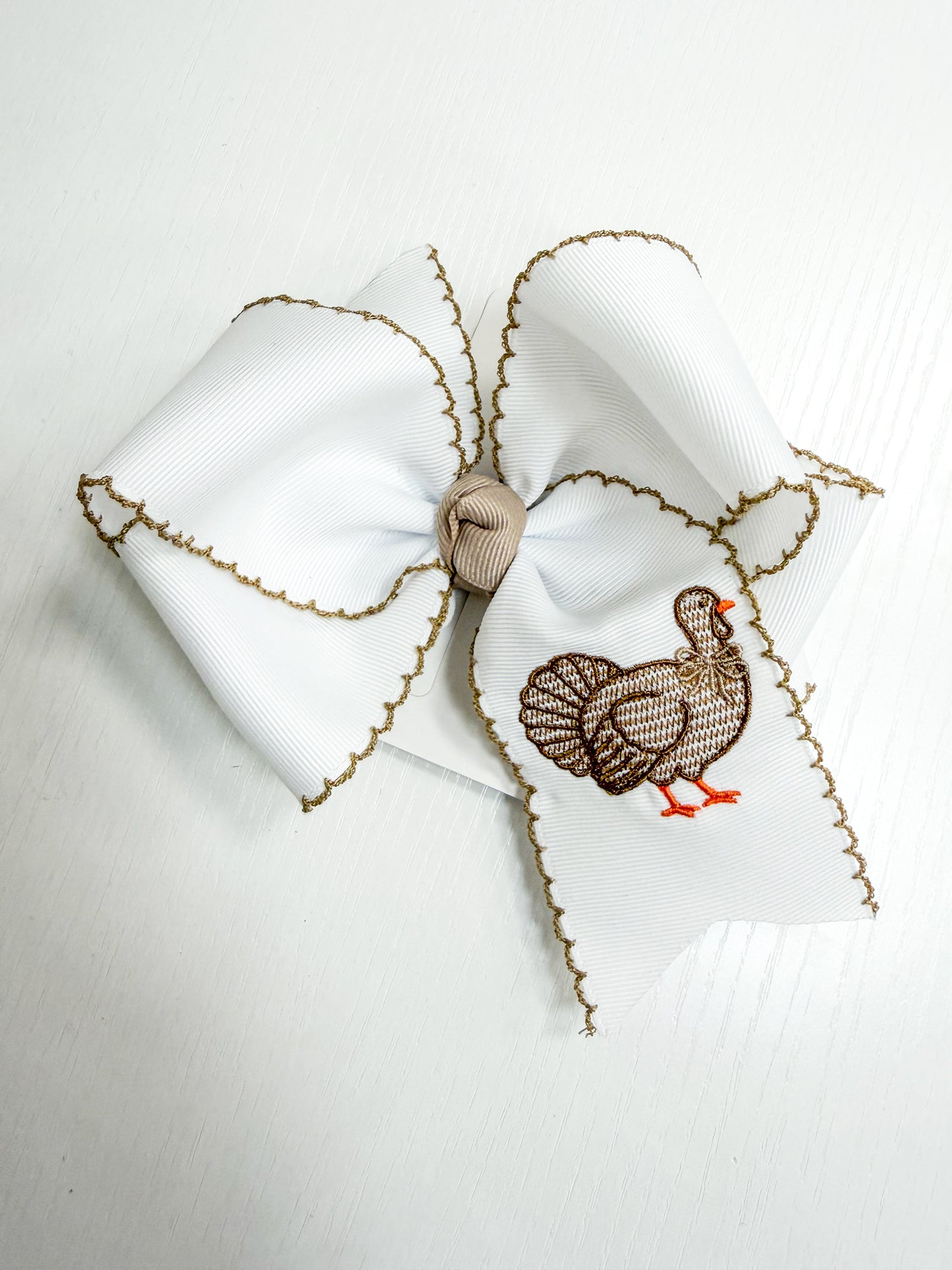 Brown Moonstitch Turkey Bow
