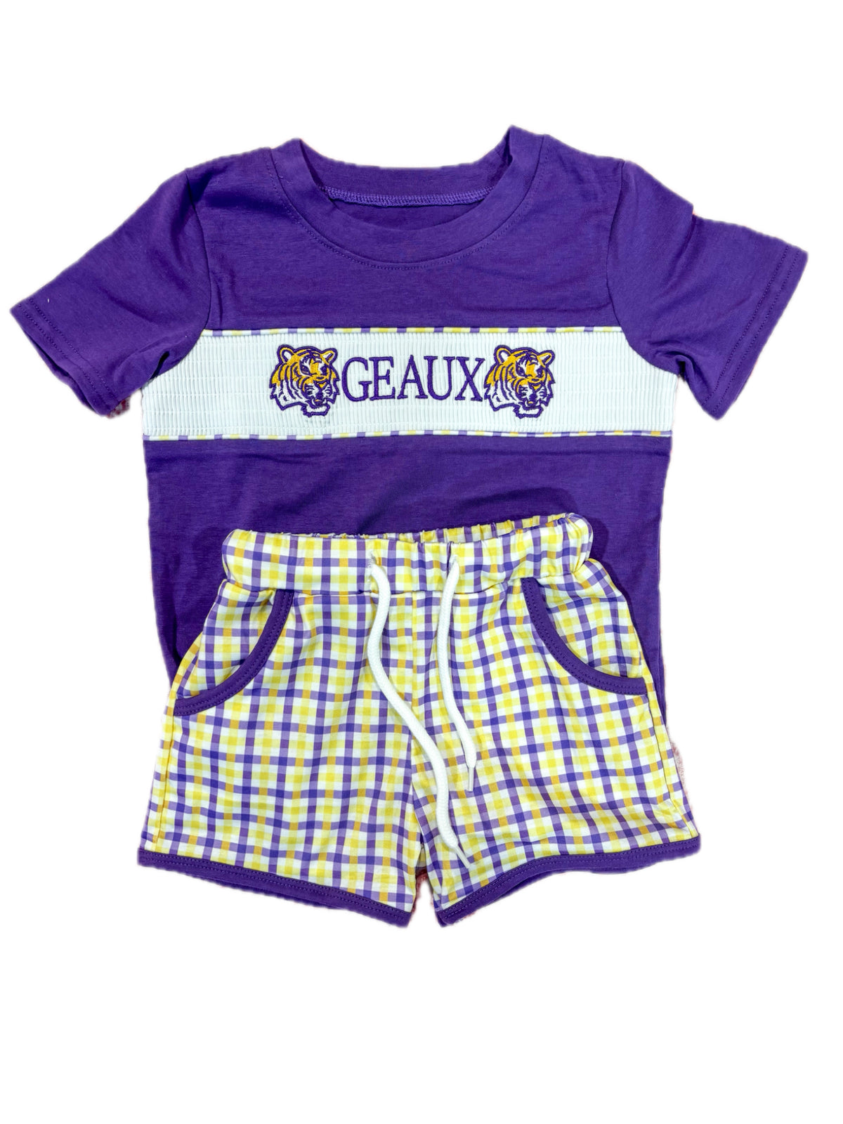 Geaux Plaid Short Set