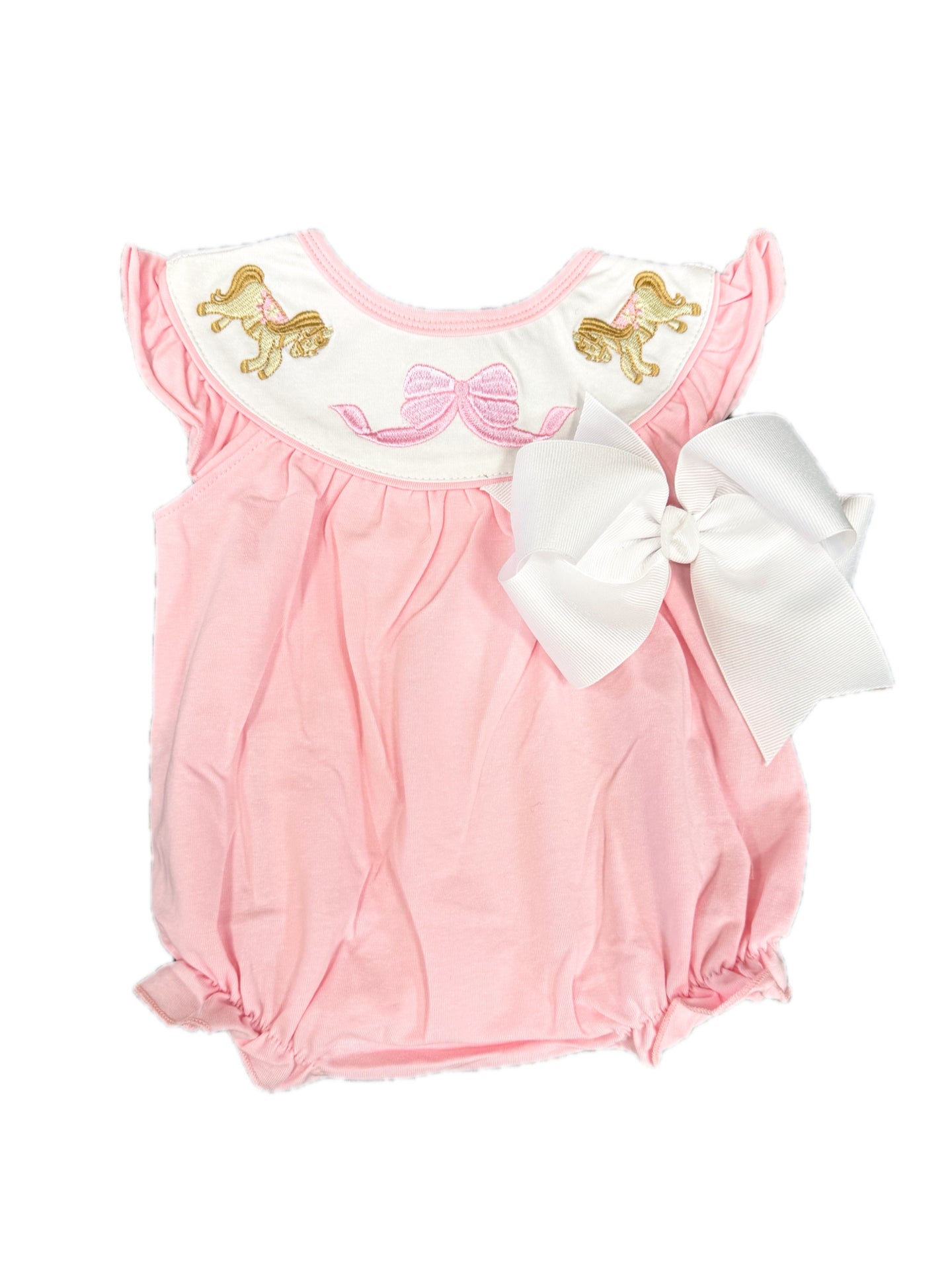 Pink Carousel Embroidered Bubble