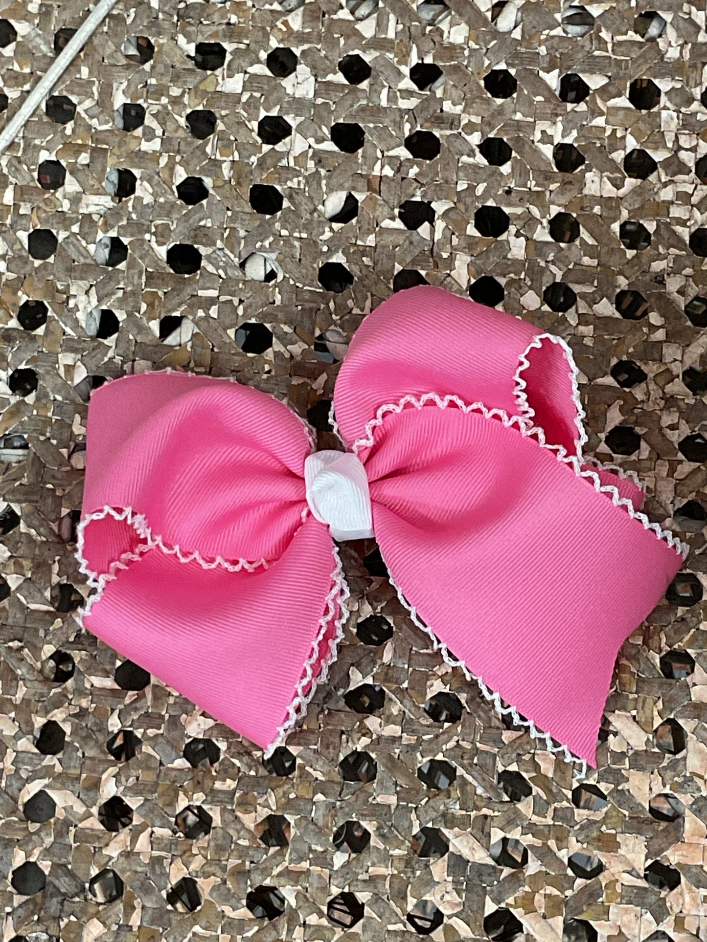 Lace Trim Pink Bow