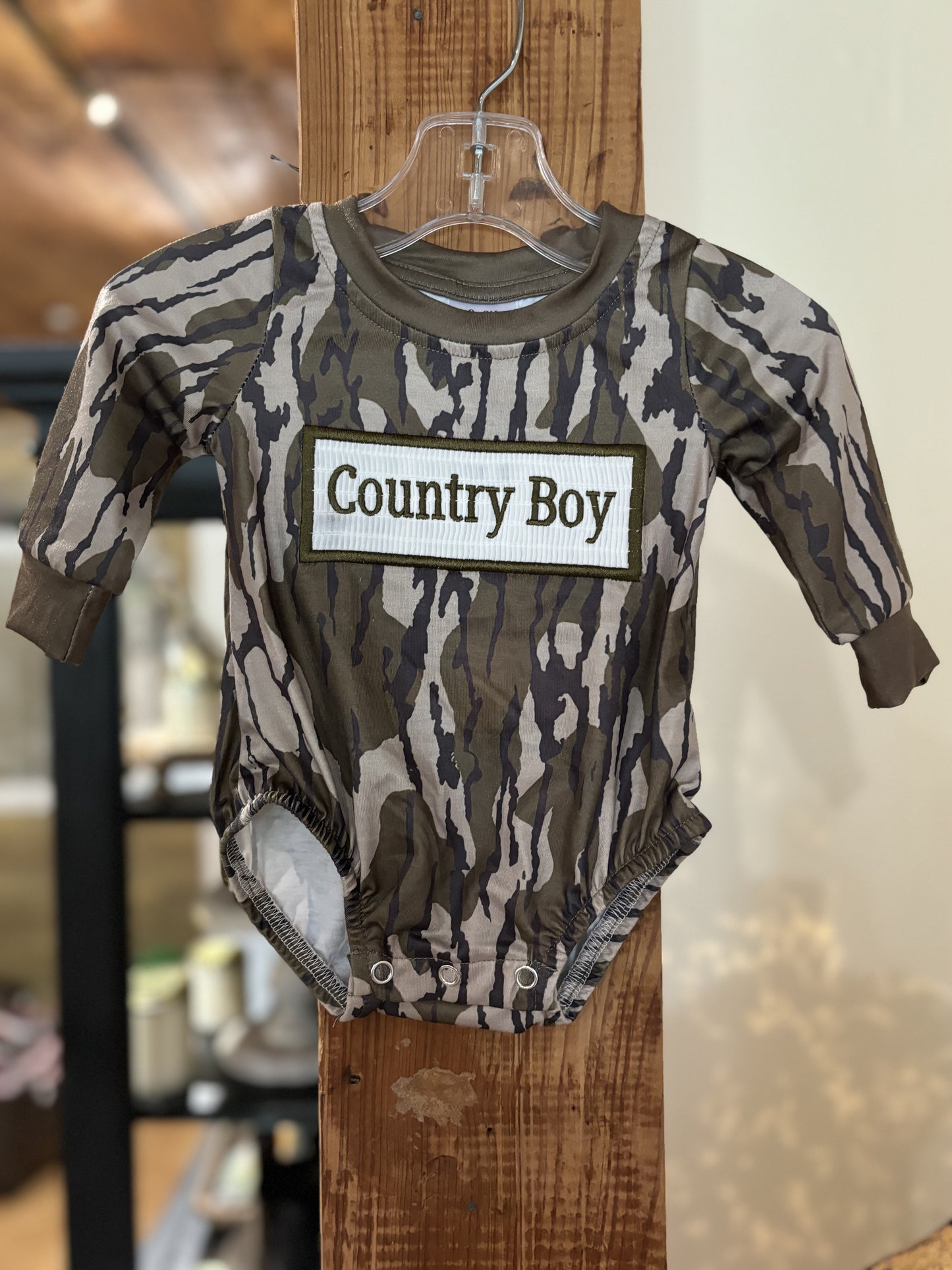 Country Boy Mossy Smocked Bubble