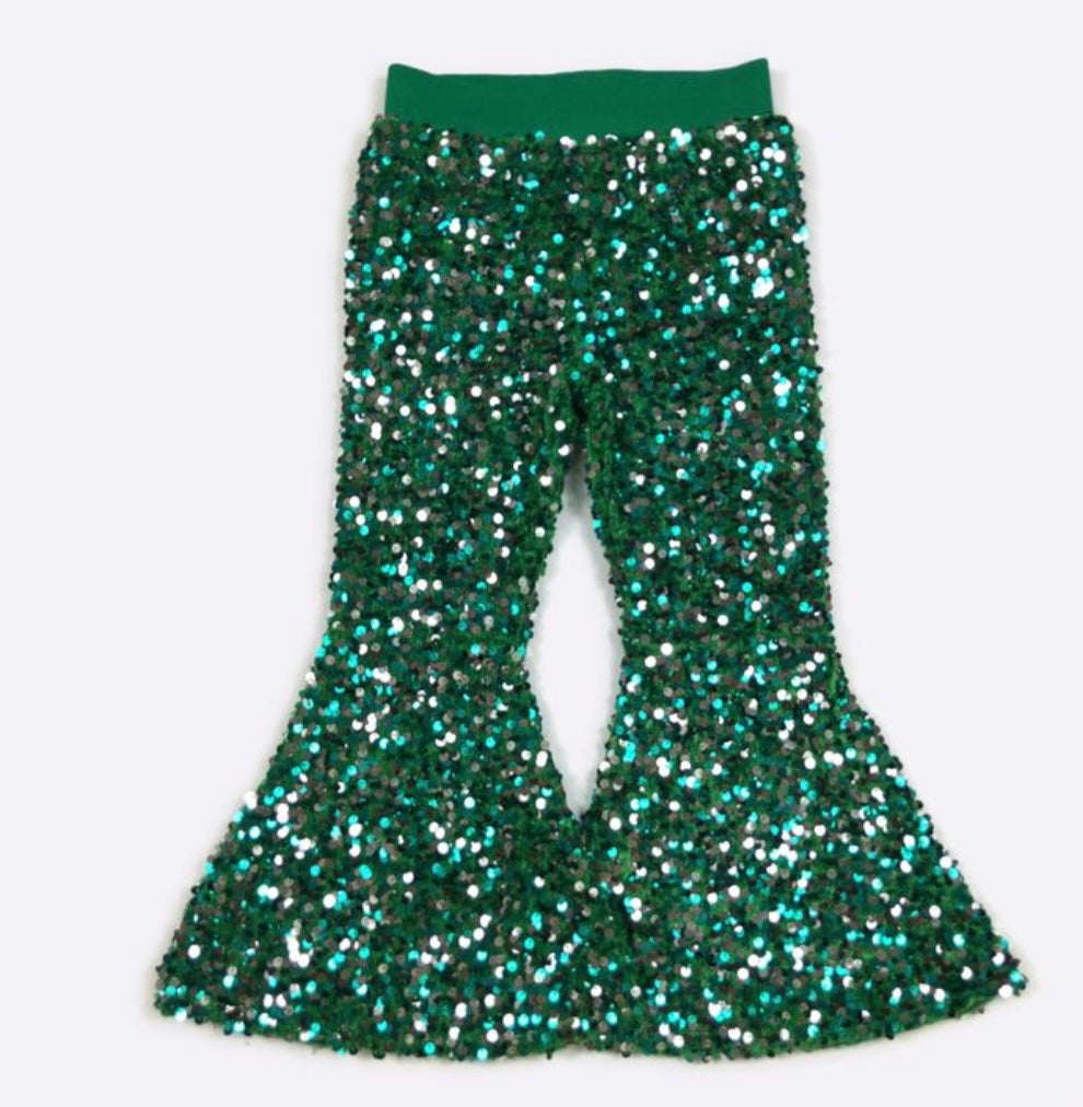 Green Christmas Sequin Bellbottoms