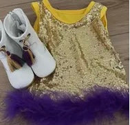Purple & Gold Sequin Feather top