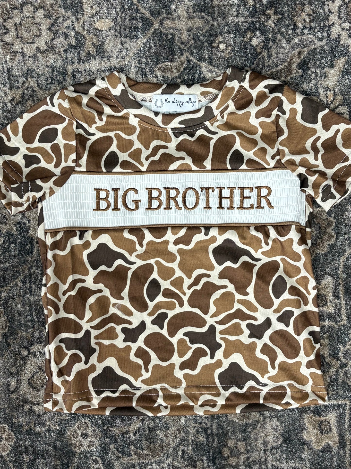 Dark Throwback Camo Big Brother Smocked Top