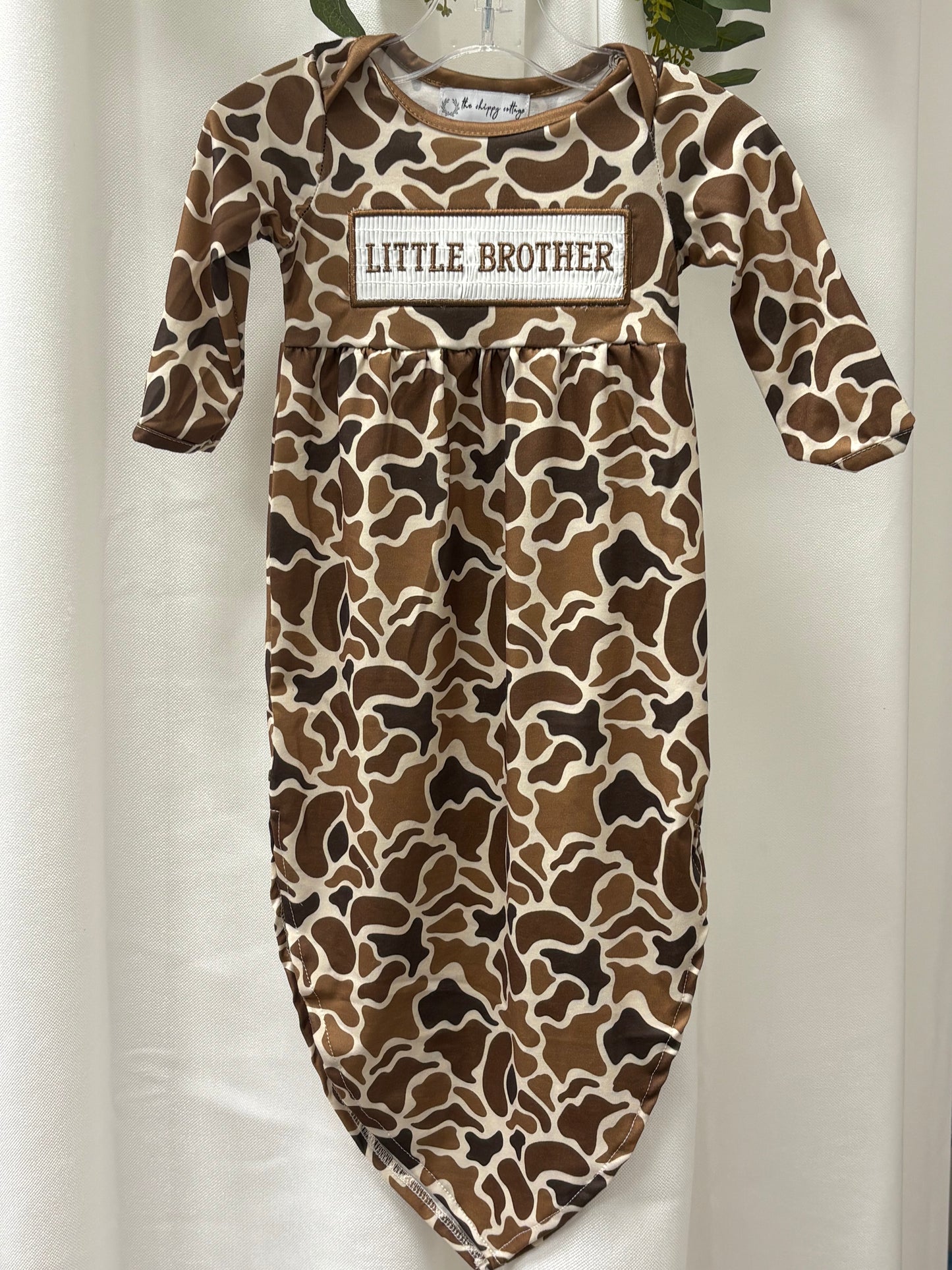 Dark Throwback Camo Little Brother Smocked Gown