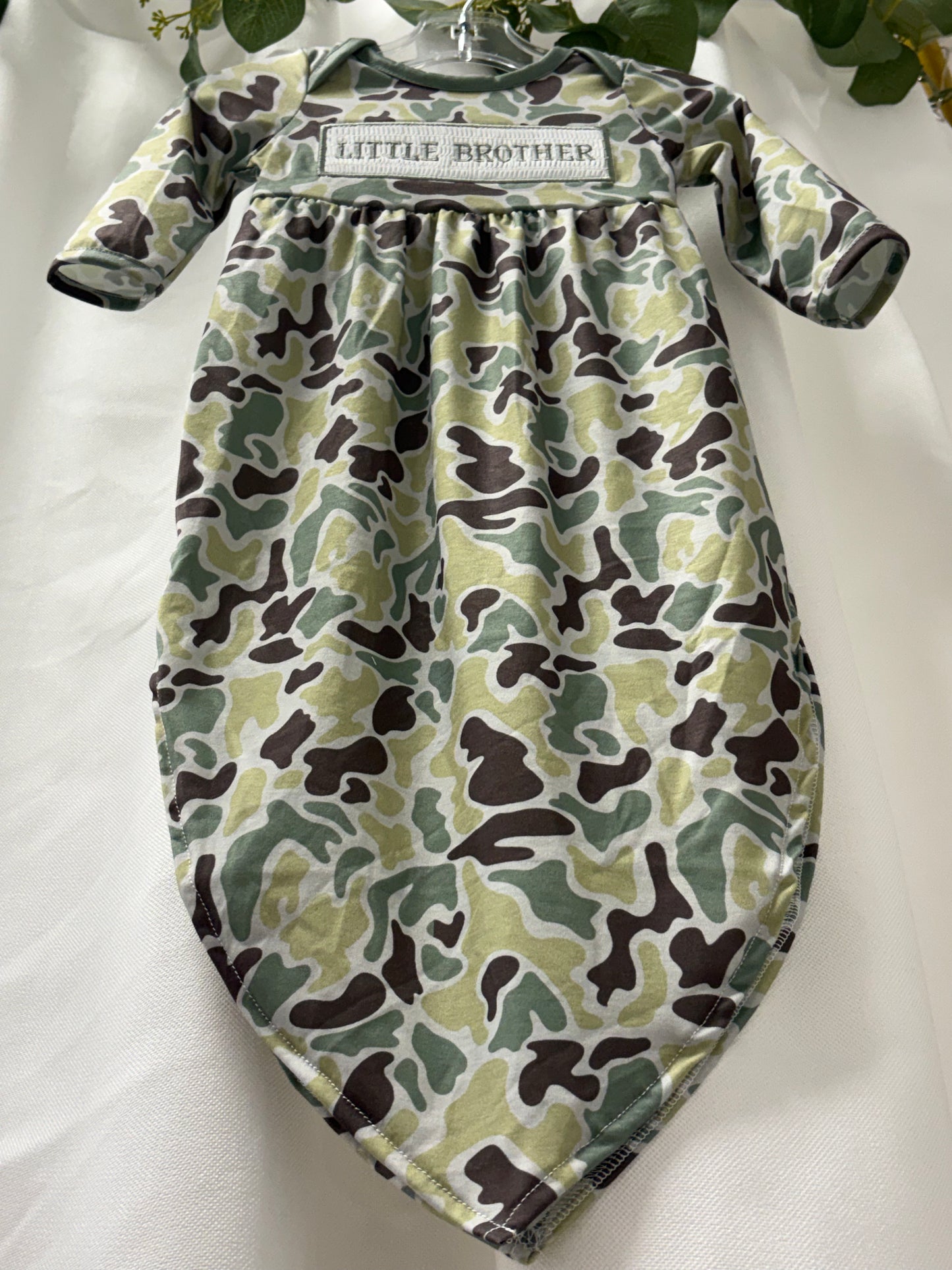 Light Throwback Camo Little Brother Smocked Gown
