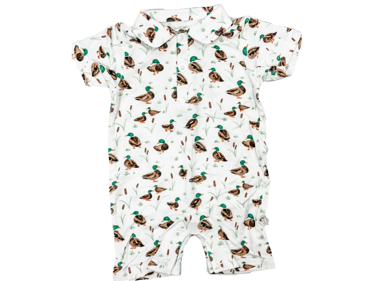 SS Polo Romper -Mallard Drake