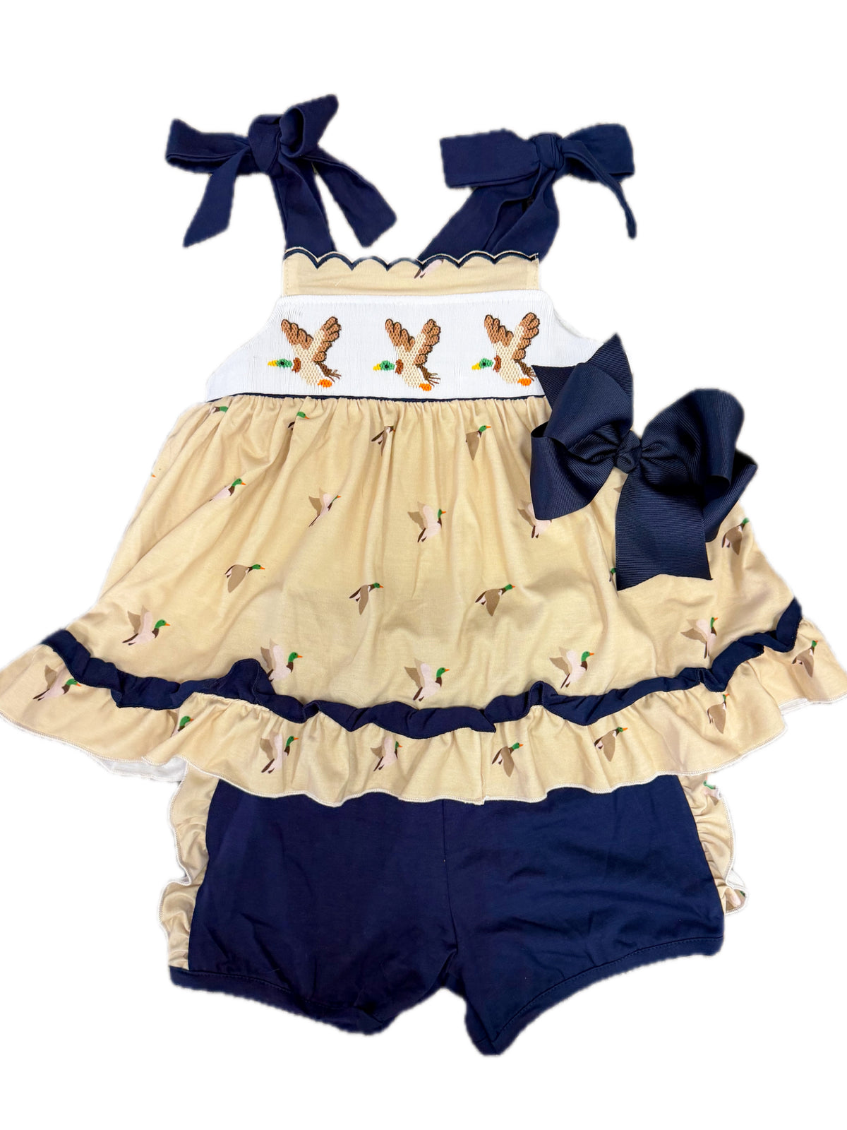 Hand Smocked Ruffle Mallard Short Set