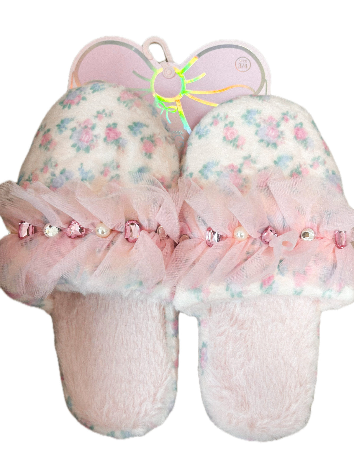Powder Pink Lace Slippers