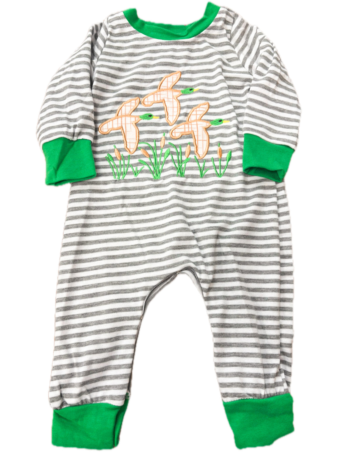 Grey Striped Flying Mallard Romper