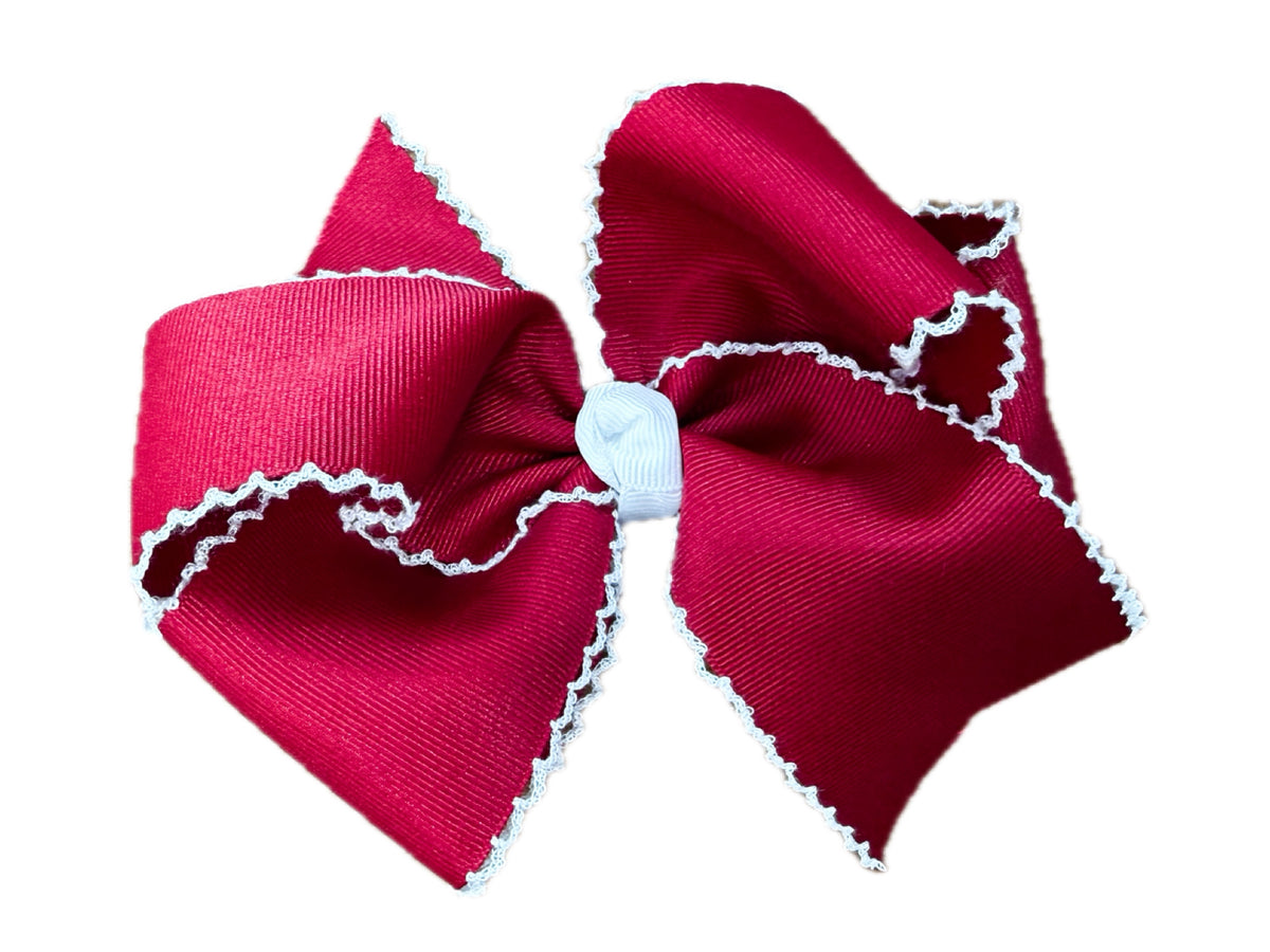 Burgundy Moon-stitch Hair Bow
