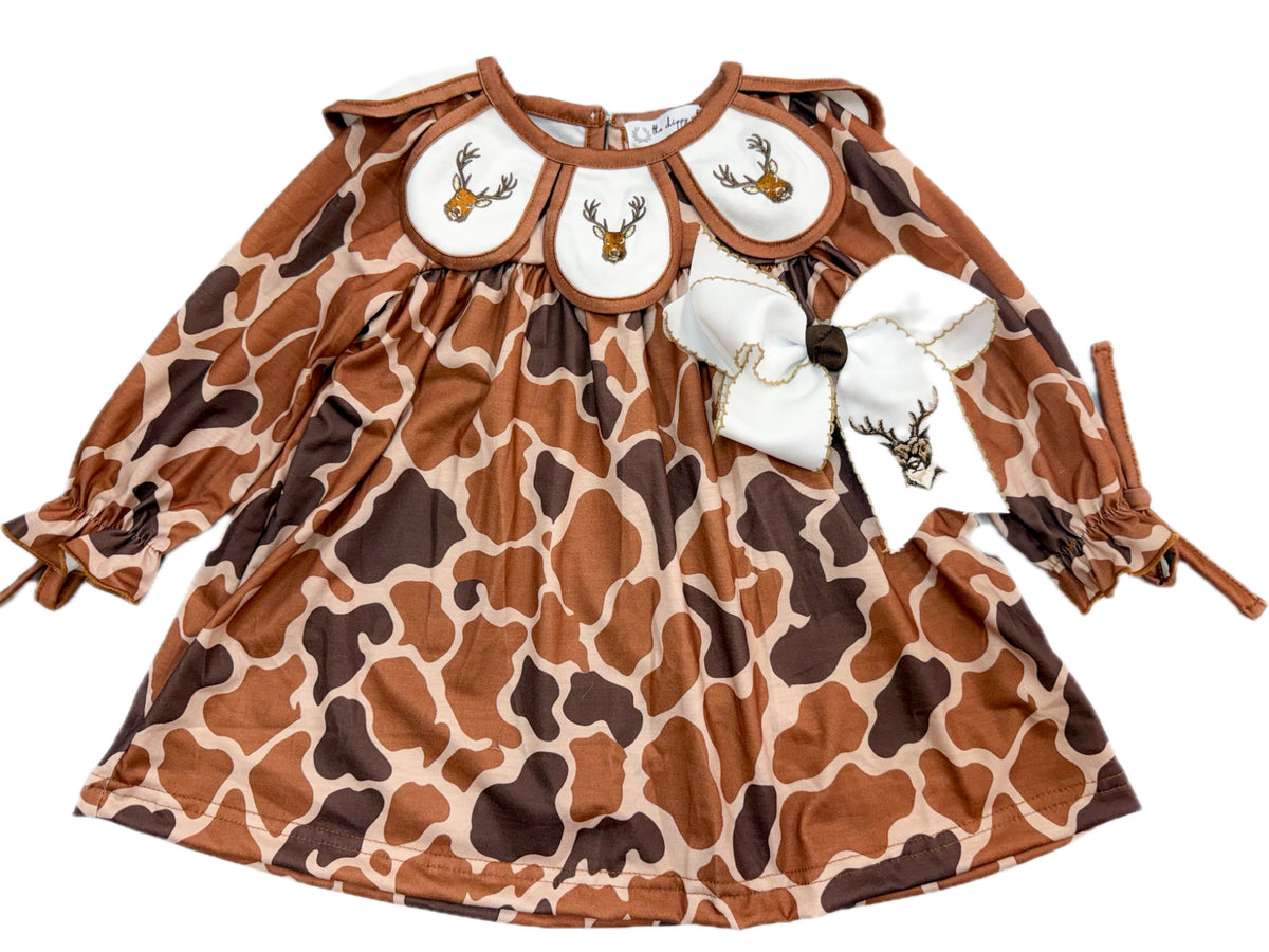Scallop Deer Smock Dress