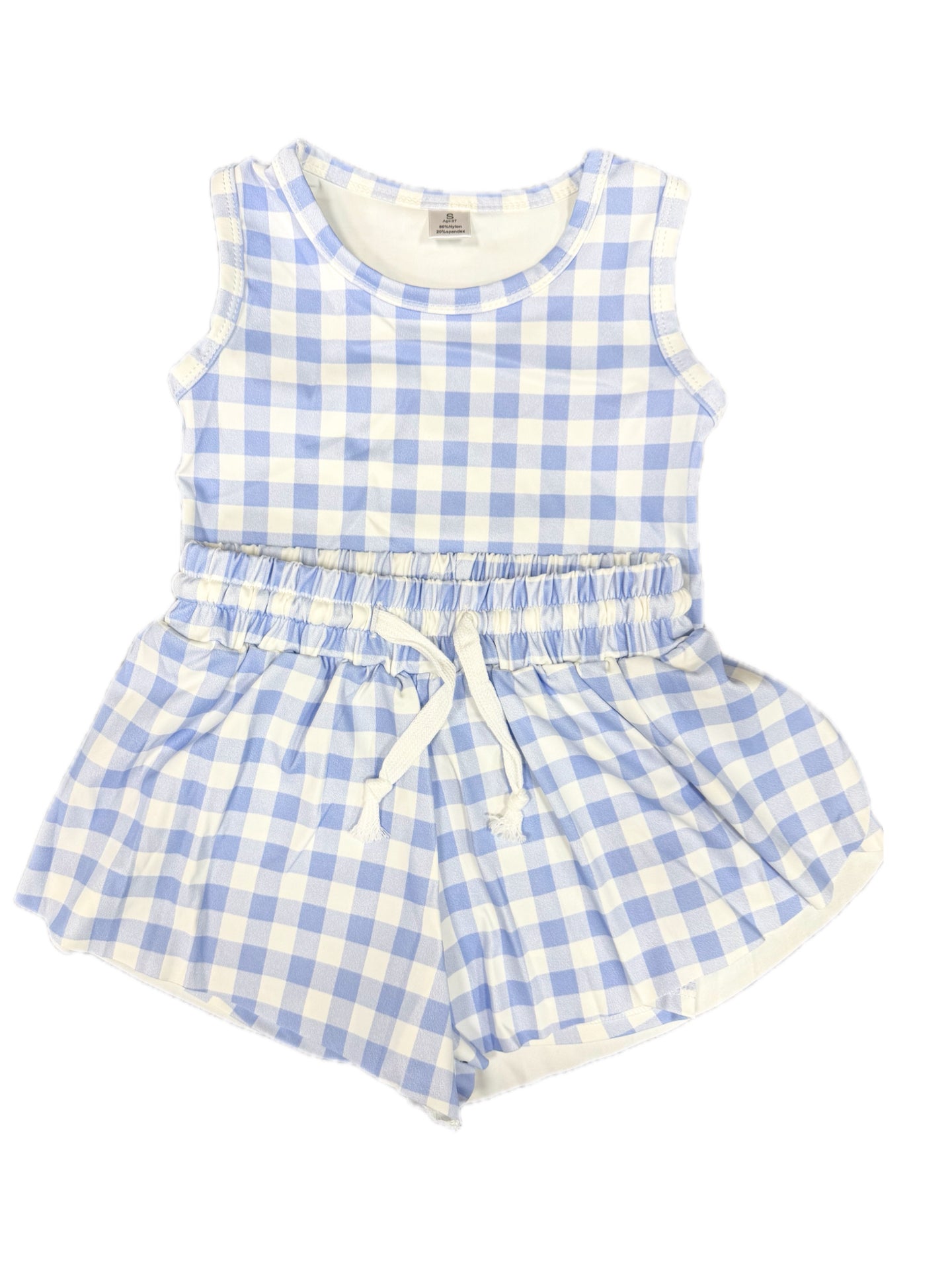 Blue Gingham Active Short Set