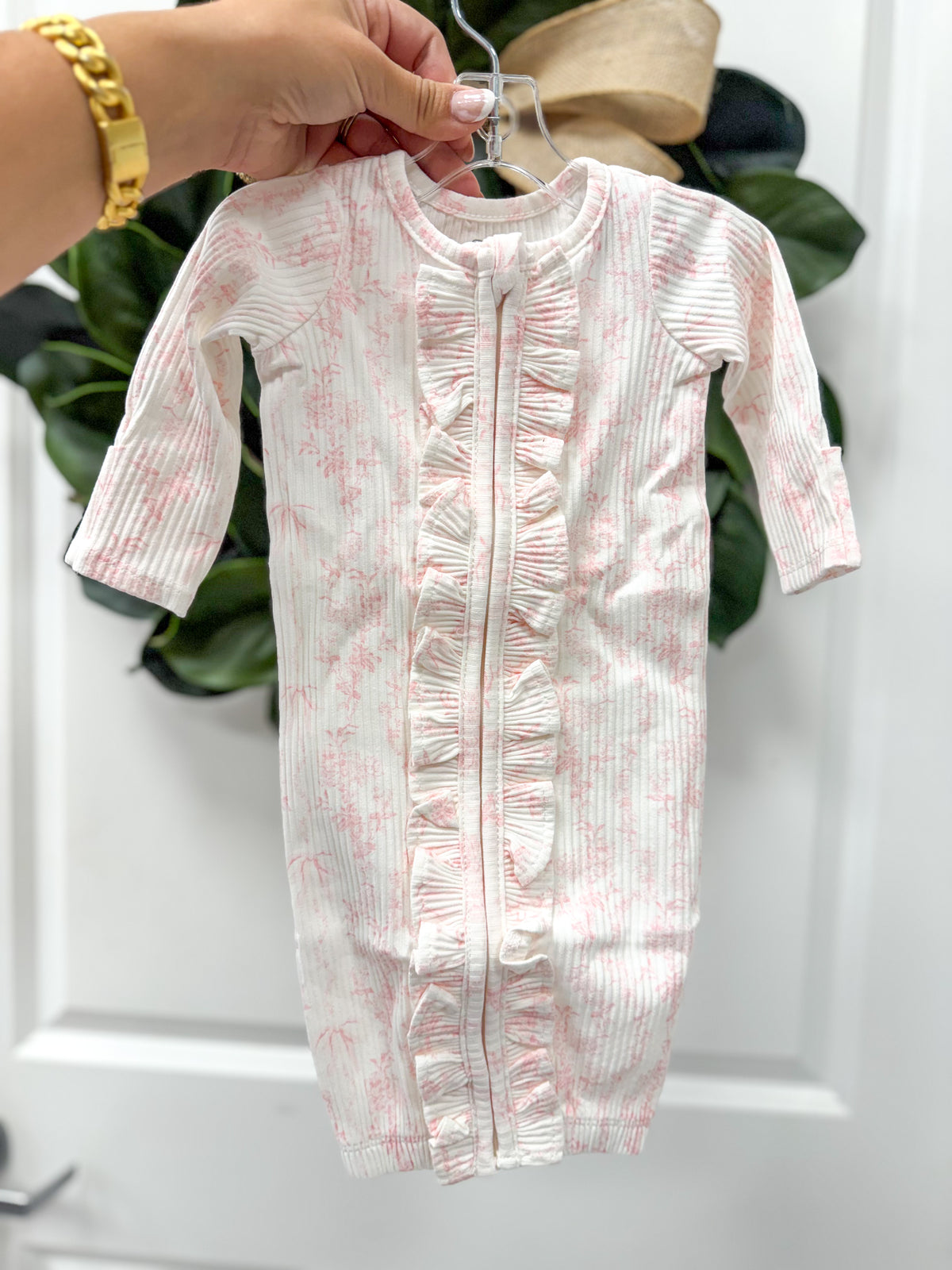 Floral Pink Ruffle Gown