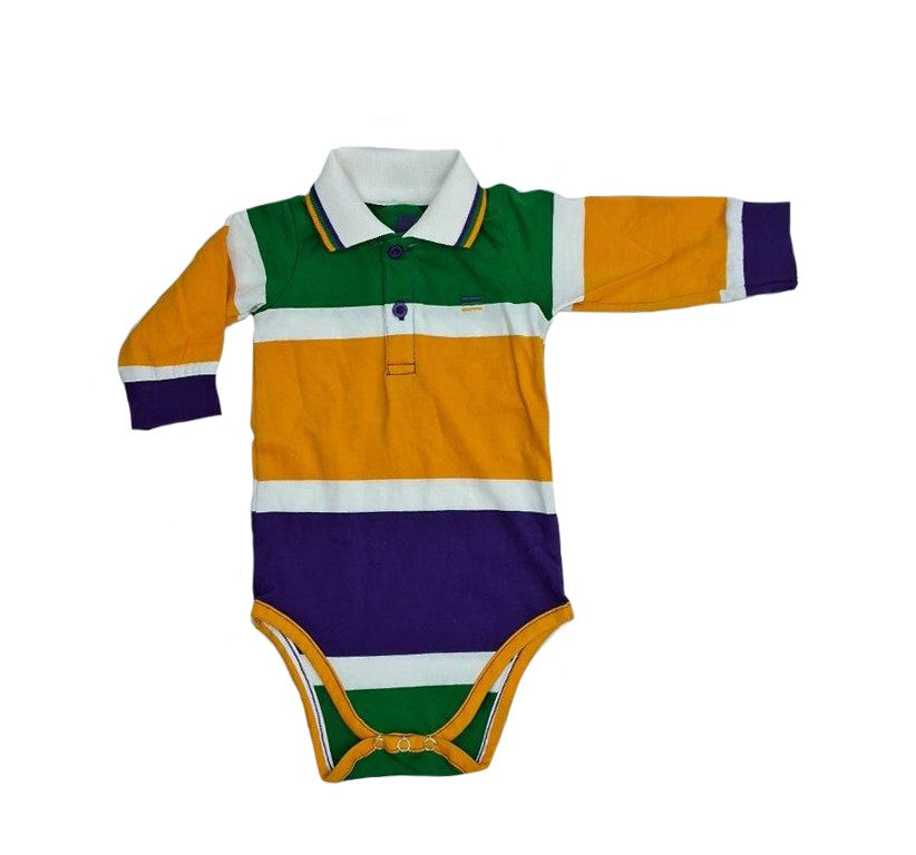 Thick Rugby Mardi Gras Striped Onesie