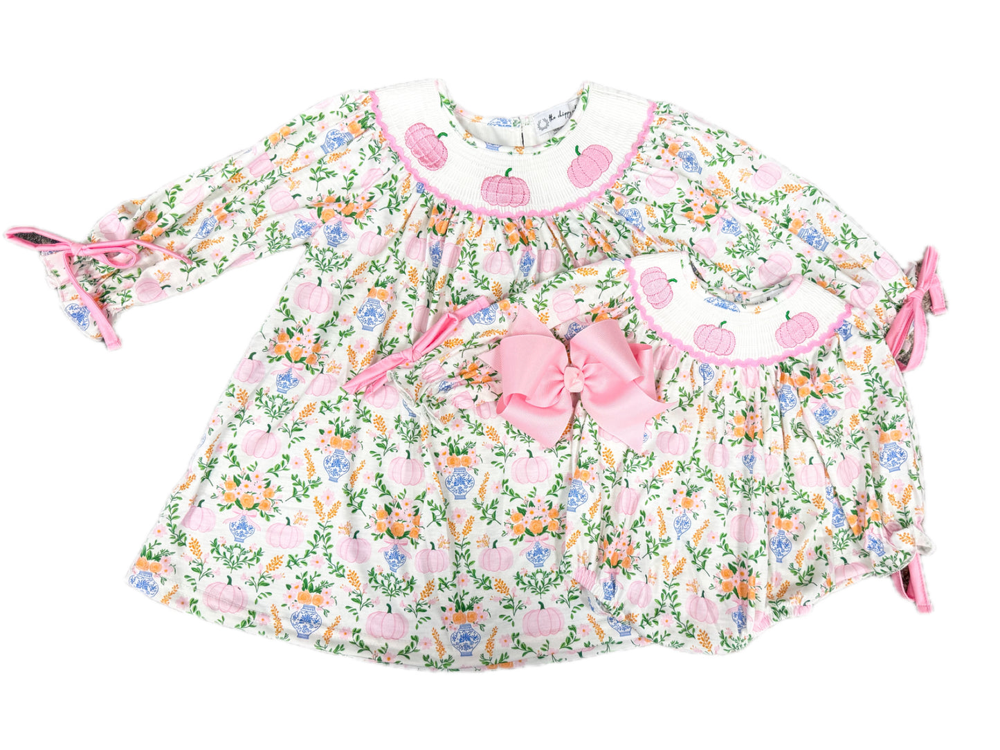 Pink Pumpkin Floral Smock