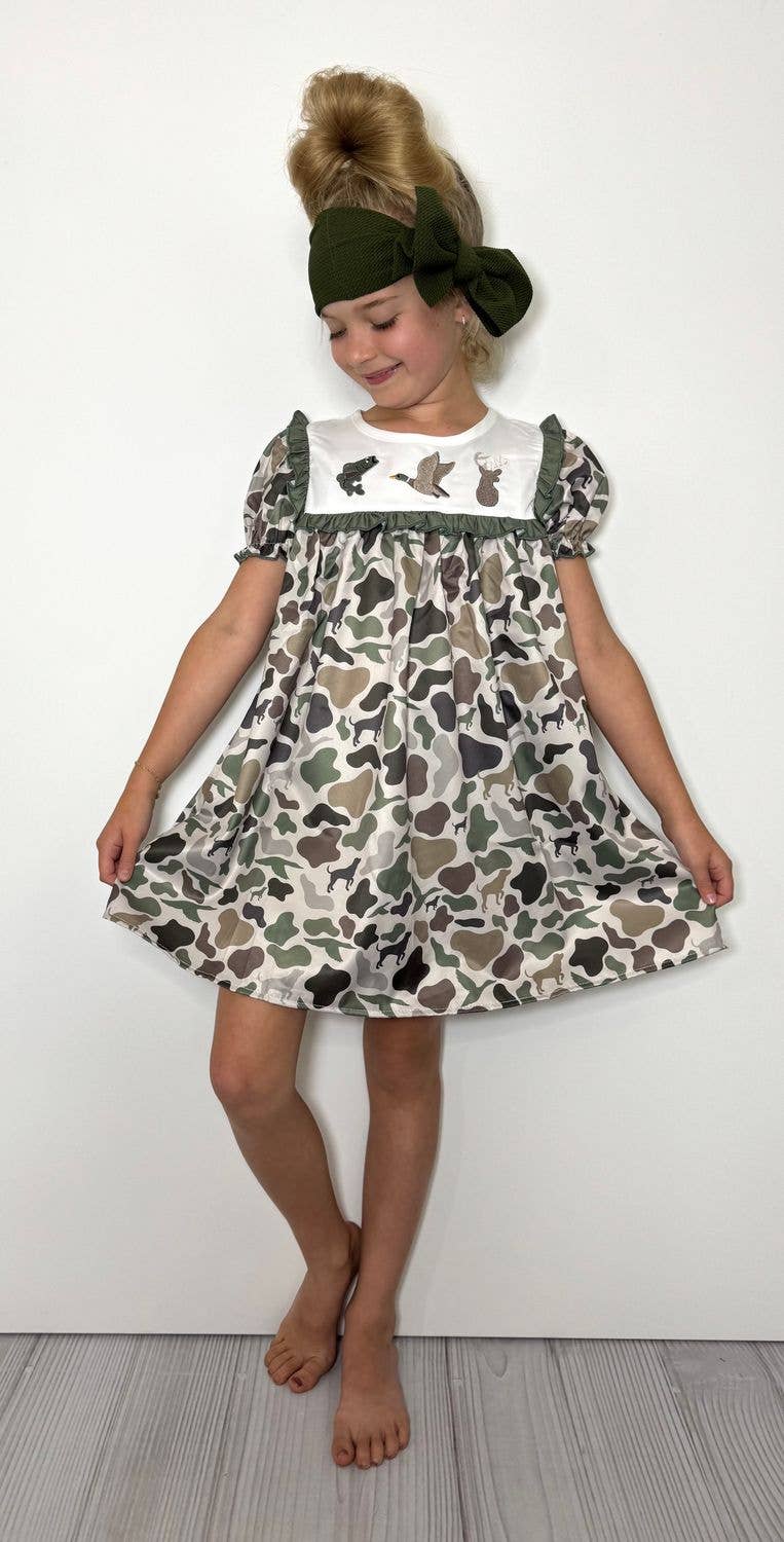 Camo Embroidery Girls Dress