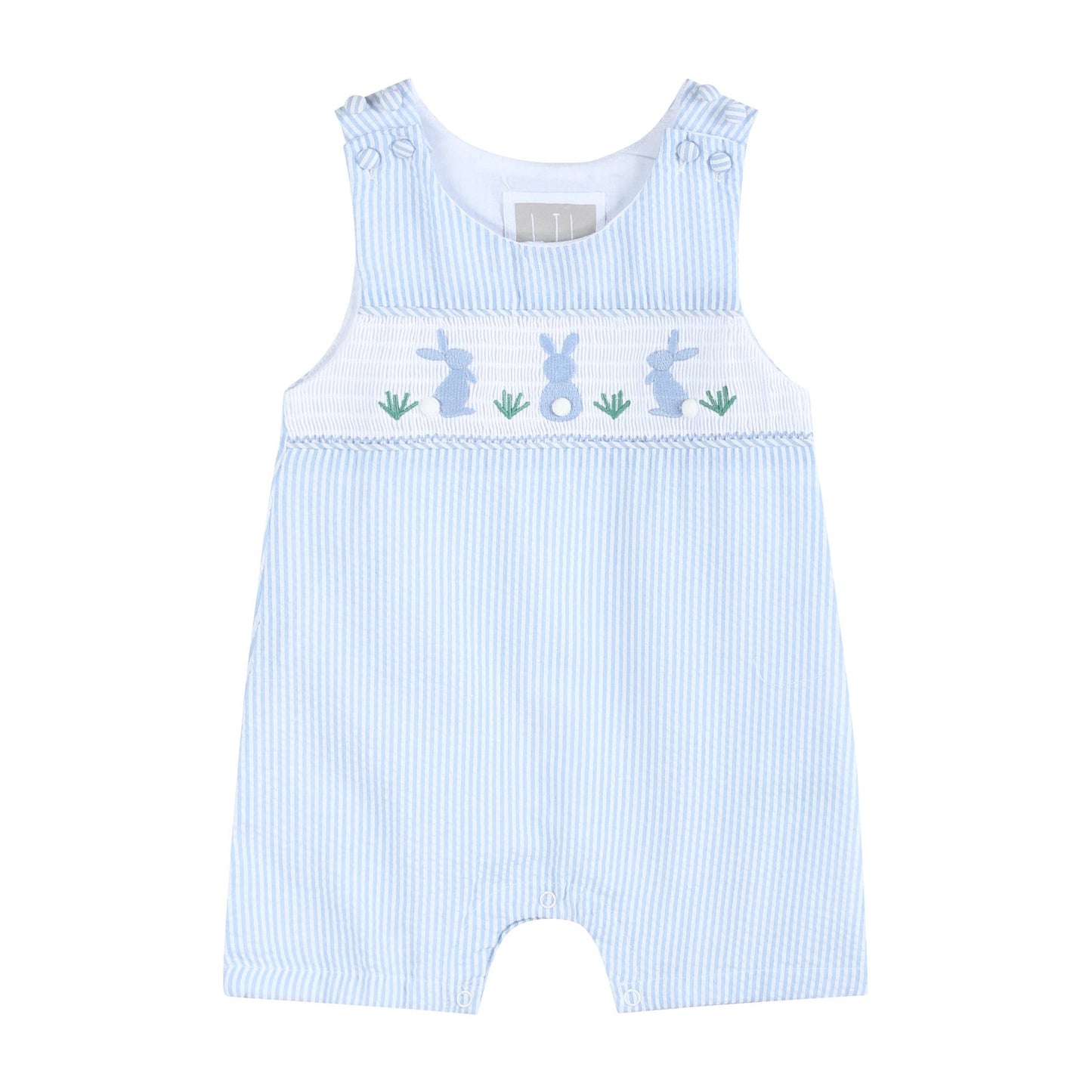 Seersucker Bunny Smocked Overalls
