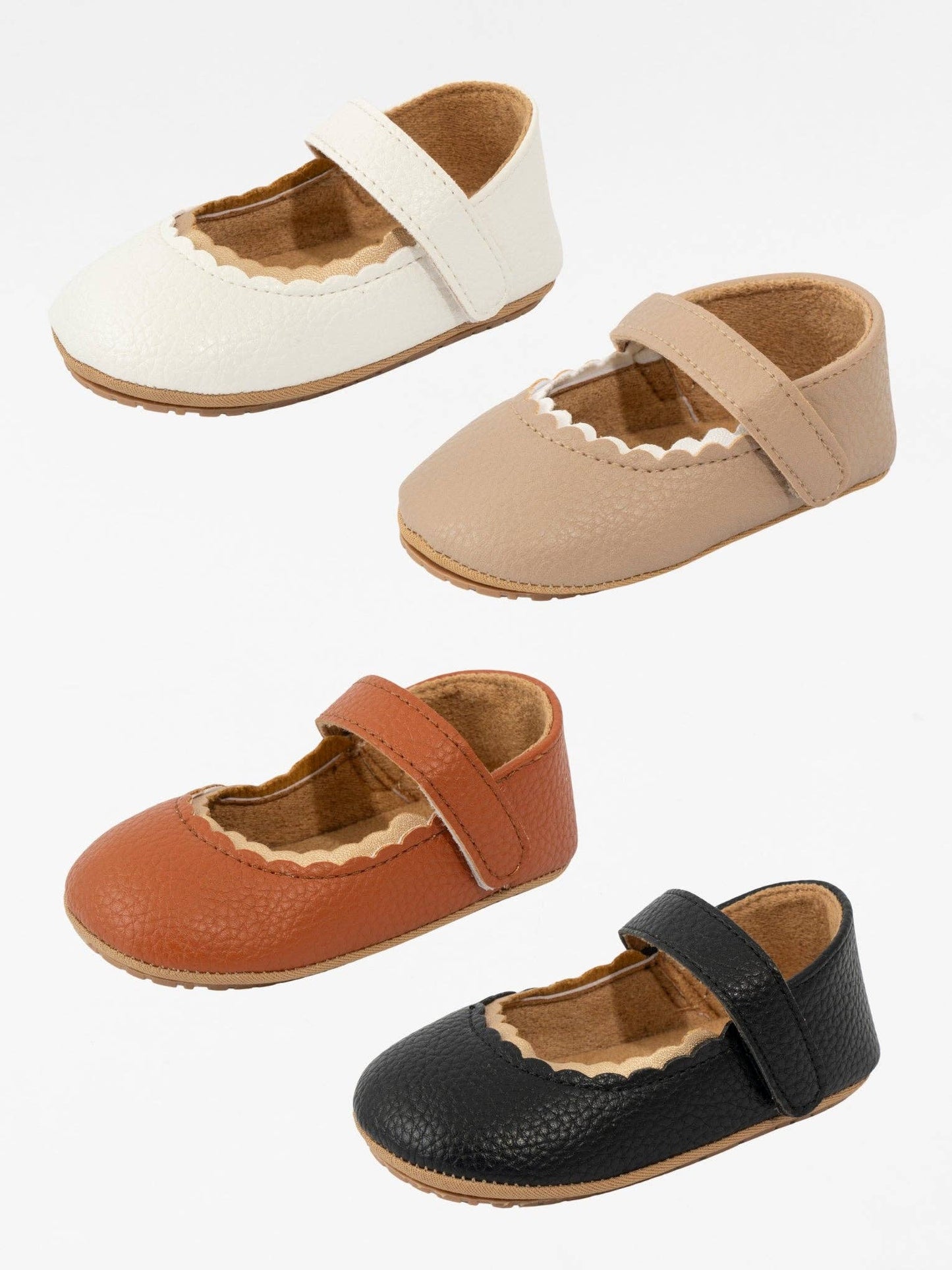 Scalloped Toe Mary Jane Baby Shoe Brown